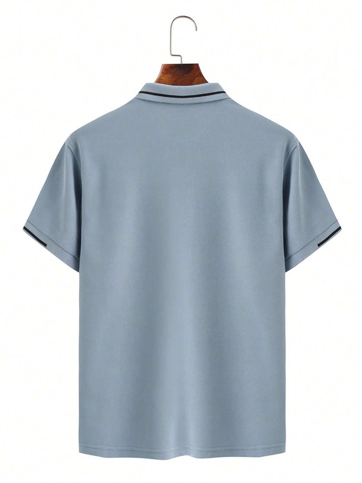 Calvornis Camisa Polo Casual/Business de Manga Curta com Detalhe em Contraste para Homens, Camisa de Golfe Preta para Homens, Formal, Cerimônia