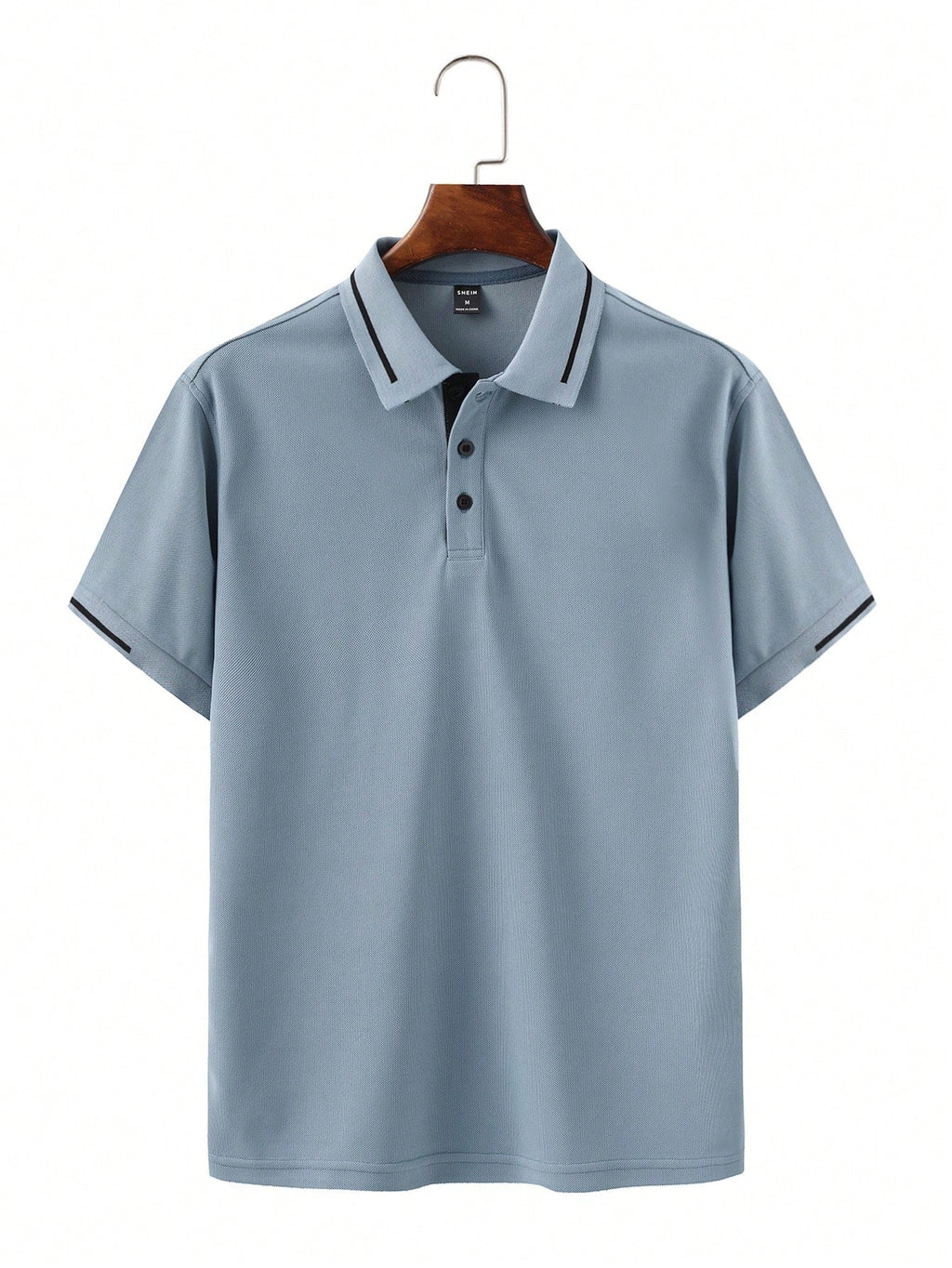 Calvornis Camisa Polo Casual/Business de Manga Curta com Detalhe em Contraste para Homens, Camisa de Golfe Preta para Homens, Formal, Cerimônia