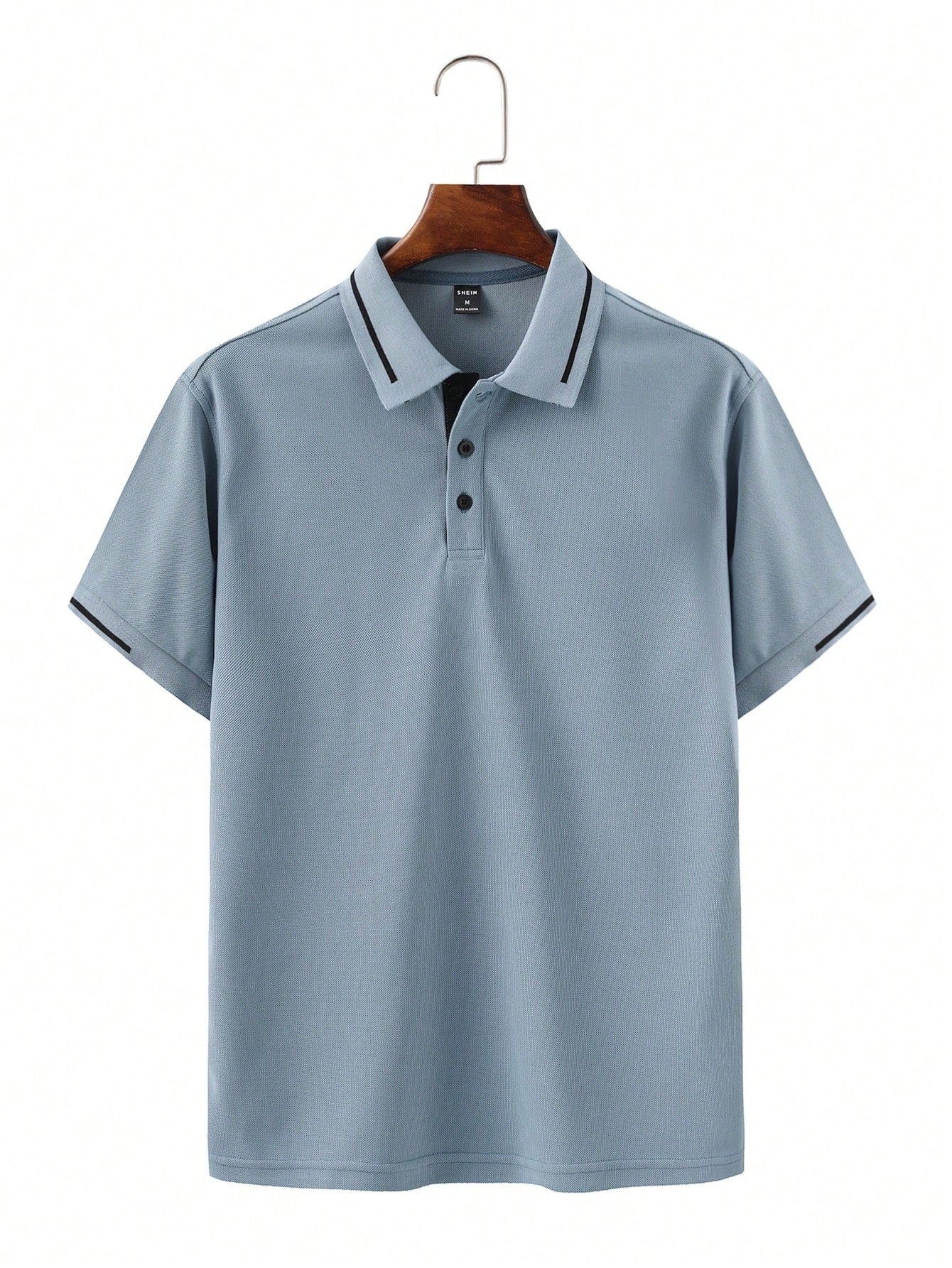 Calvornis Camisa Polo Casual/Business de Manga Curta com Detalhe em Contraste para Homens, Camisa de Golfe Preta para Homens, Formal, Cerimônia