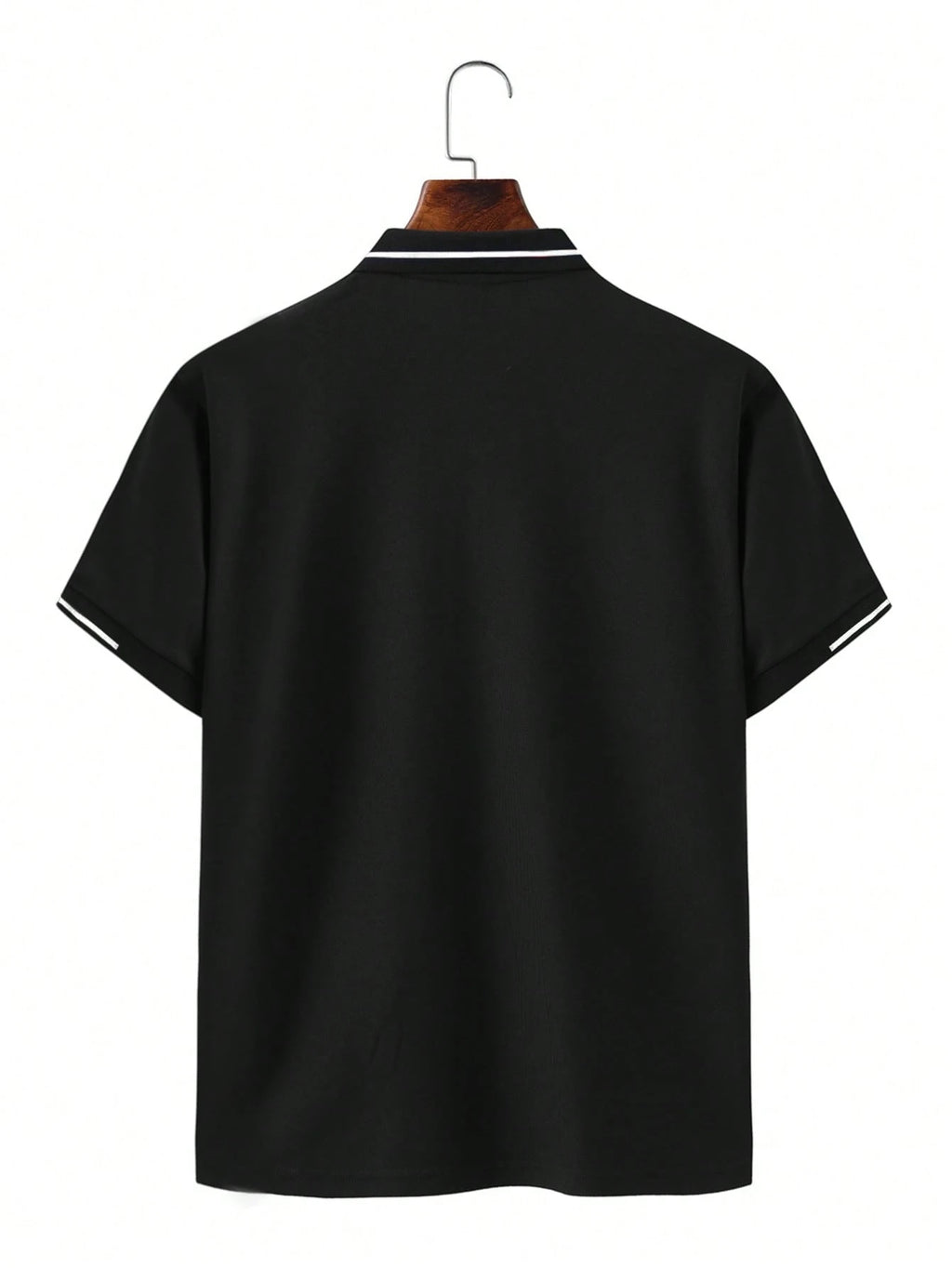 Calvornis Camisa Polo Casual/Business de Manga Curta com Detalhe em Contraste para Homens, Camisa de Golfe Preta para Homens, Formal, Cerimônia