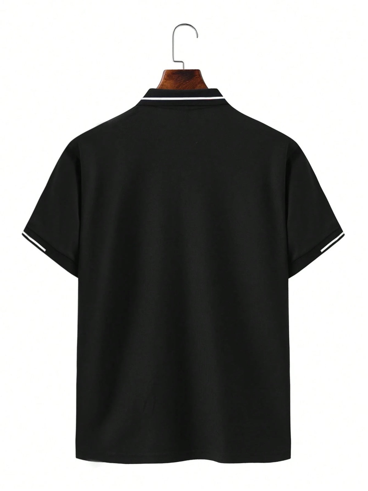 Calvornis Camisa Polo Casual/Business de Manga Curta com Detalhe em Contraste para Homens, Camisa de Golfe Preta para Homens, Formal, Cerimônia