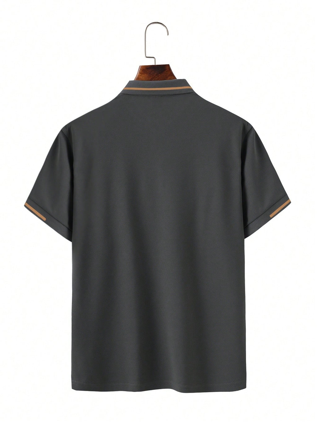 Calvornis Camisa Polo Casual/Business de Manga Curta com Detalhe em Contraste para Homens, Camisa de Golfe Preta para Homens, Formal, Cerimônia