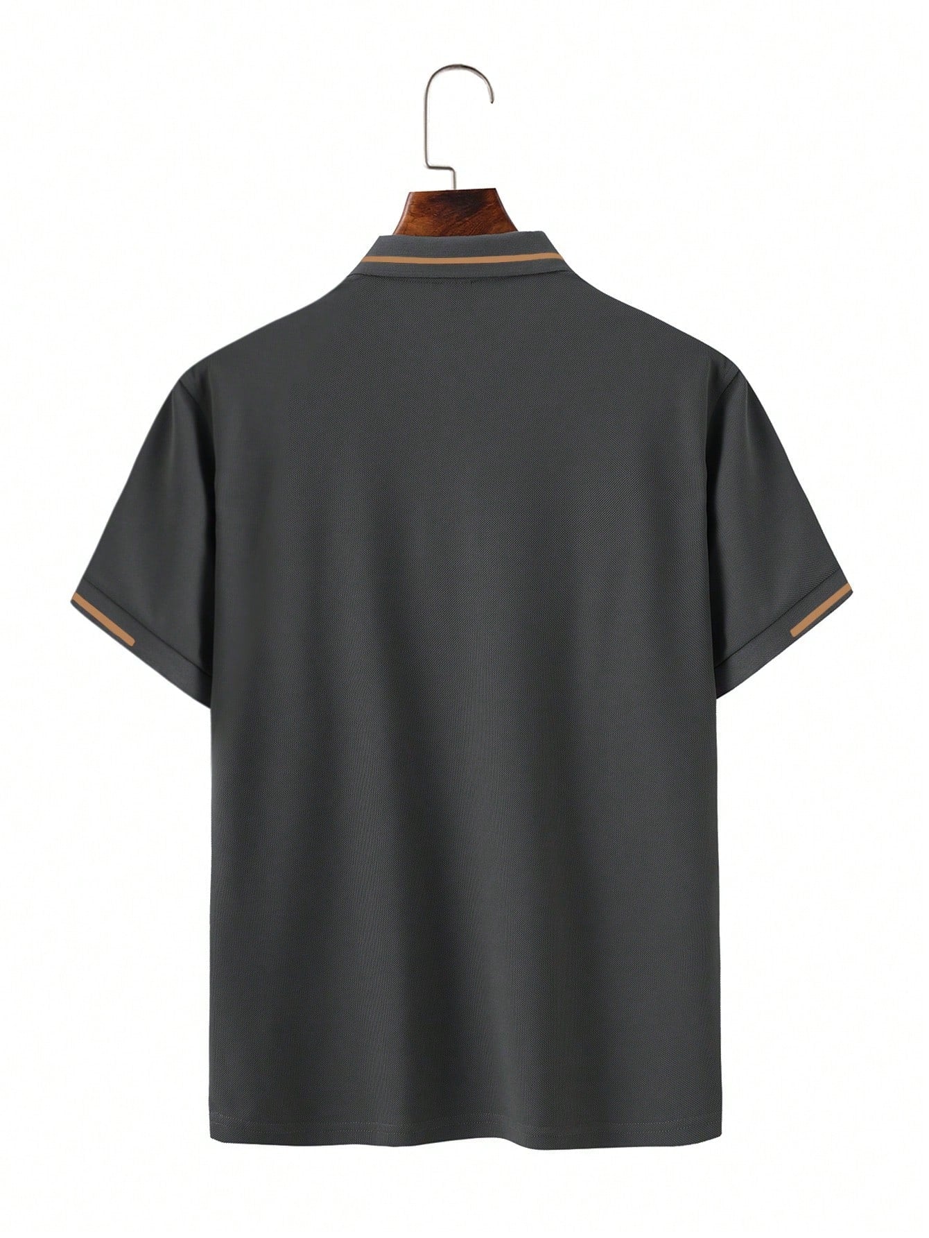 Calvornis Camisa Polo Casual/Business de Manga Curta com Detalhe em Contraste para Homens, Camisa de Golfe Preta para Homens, Formal, Cerimônia