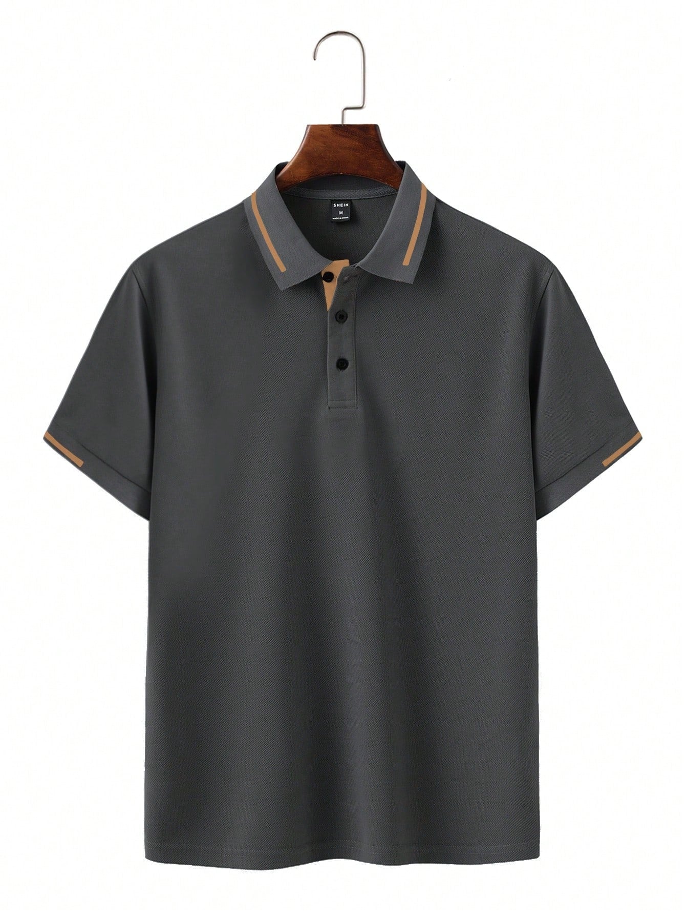 Calvornis Camisa Polo Casual/Business de Manga Curta com Detalhe em Contraste para Homens, Camisa de Golfe Preta para Homens, Formal, Cerimônia