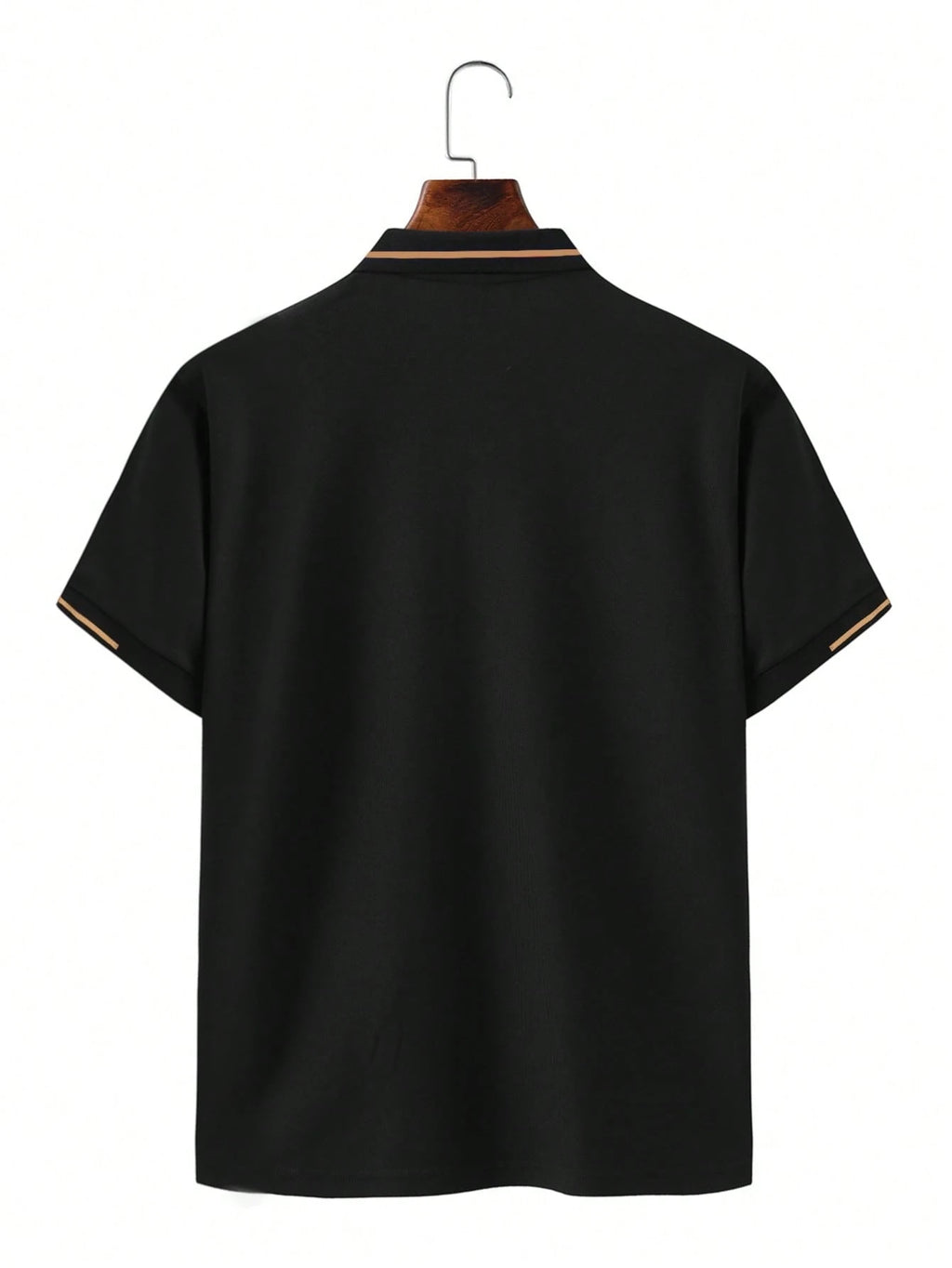 Calvornis Camisa Polo Casual/Business de Manga Curta com Detalhe em Contraste para Homens, Camisa de Golfe Preta para Homens, Formal, Cerimônia