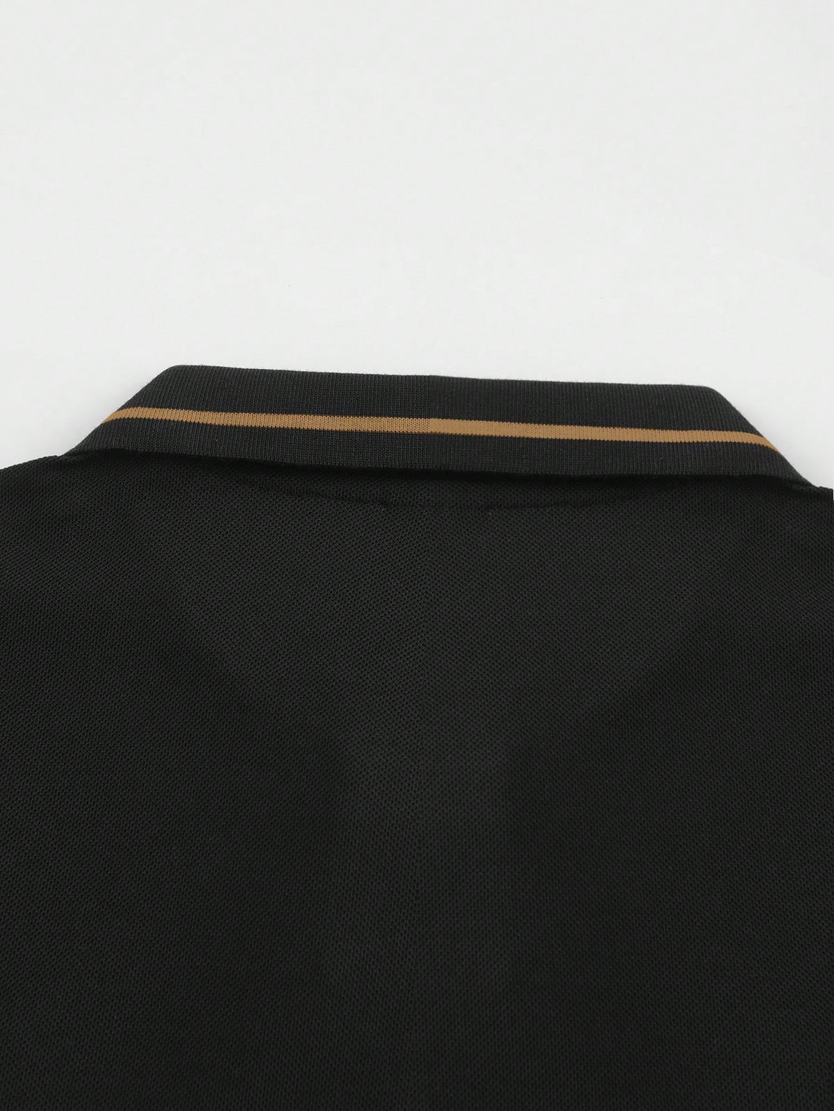 Calvornis Camisa Polo Casual/Business de Manga Curta com Detalhe em Contraste para Homens, Camisa de Golfe Preta para Homens, Formal, Cerimônia