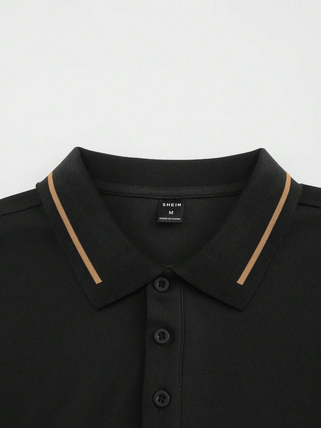 Calvornis Camisa Polo Casual/Business de Manga Curta com Detalhe em Contraste para Homens, Camisa de Golfe Preta para Homens, Formal, Cerimônia