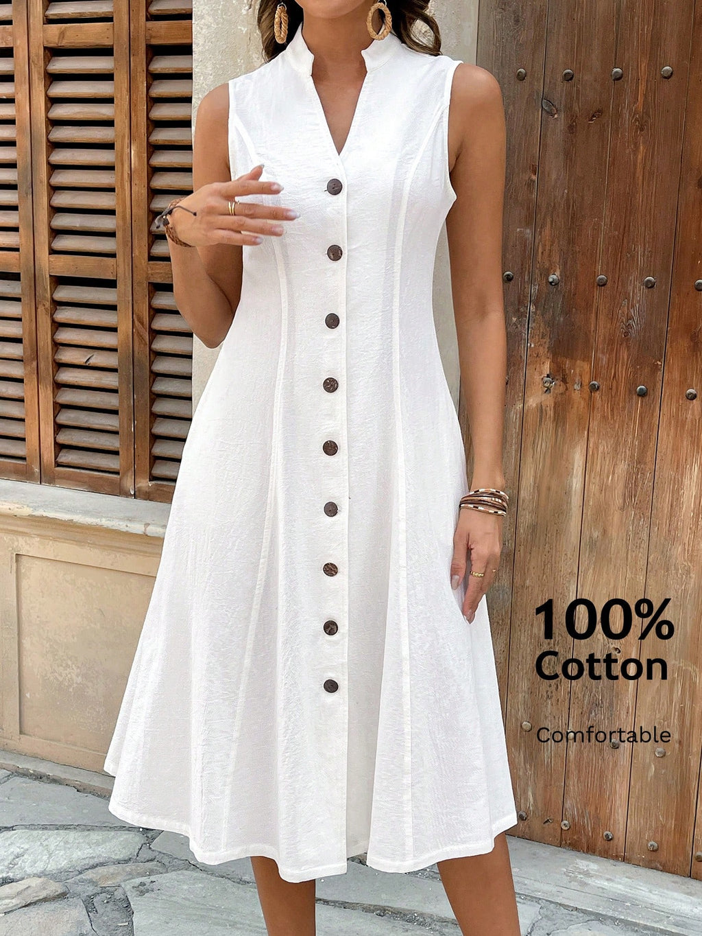 Faunlyn Vestido Feminino de Verão com Estampa Geométrica, Gola Redonda e Manga Curta