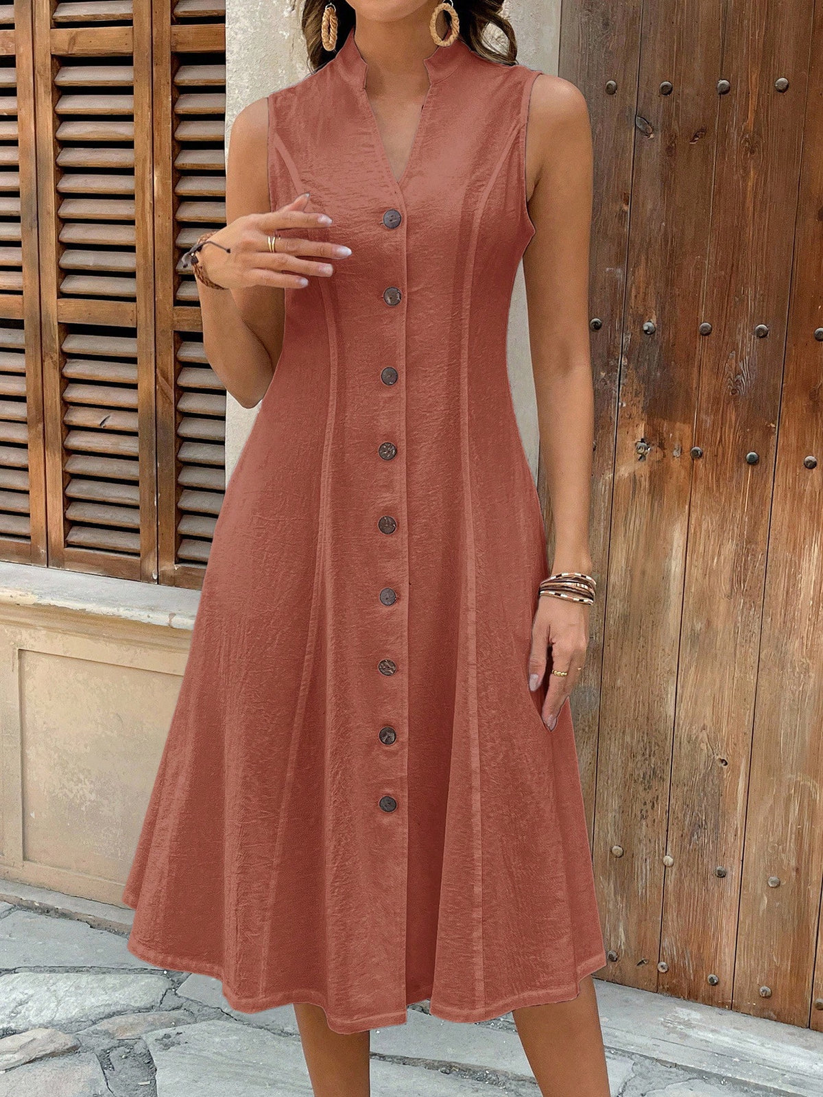 Faunlyn Vestido Feminino de Verão com Estampa Geométrica, Gola Redonda e Manga Curta