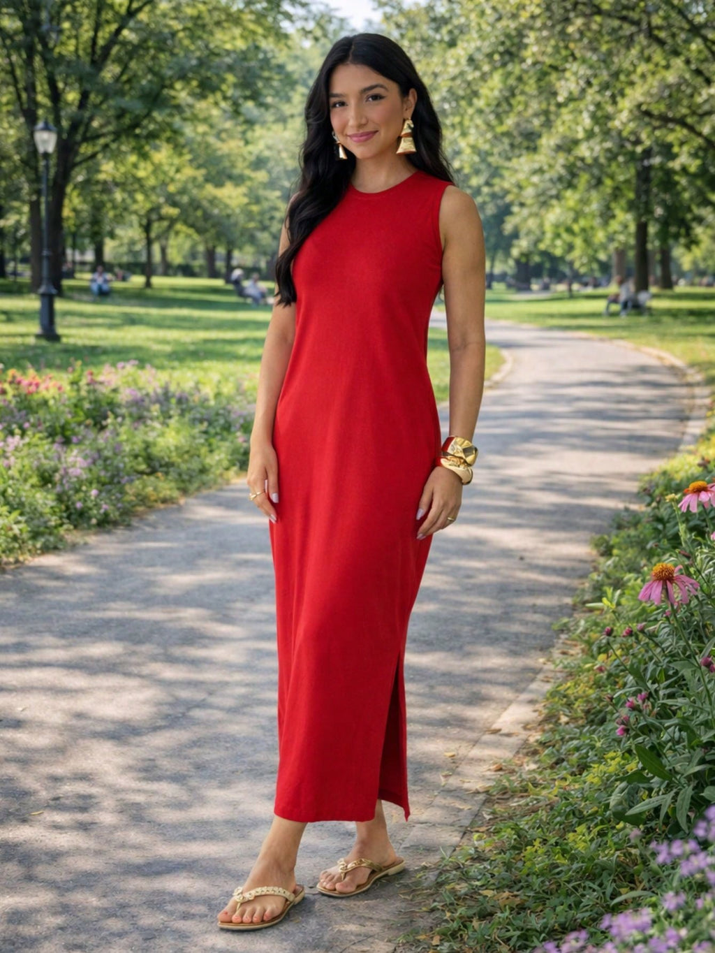Vestido Feminino Longo Com Fenda Lateral e Bolso Básico Liso Moda Comfy Casual Blogueira Soltinho Malha Leve Algodão