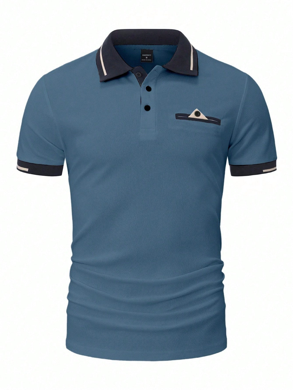 Calvornis Camisa Polo Casual/Business de Manga Curta com Detalhe em Contraste para Homens, Camisa de Golfe Preta para Homens, Formal, Cerimônia