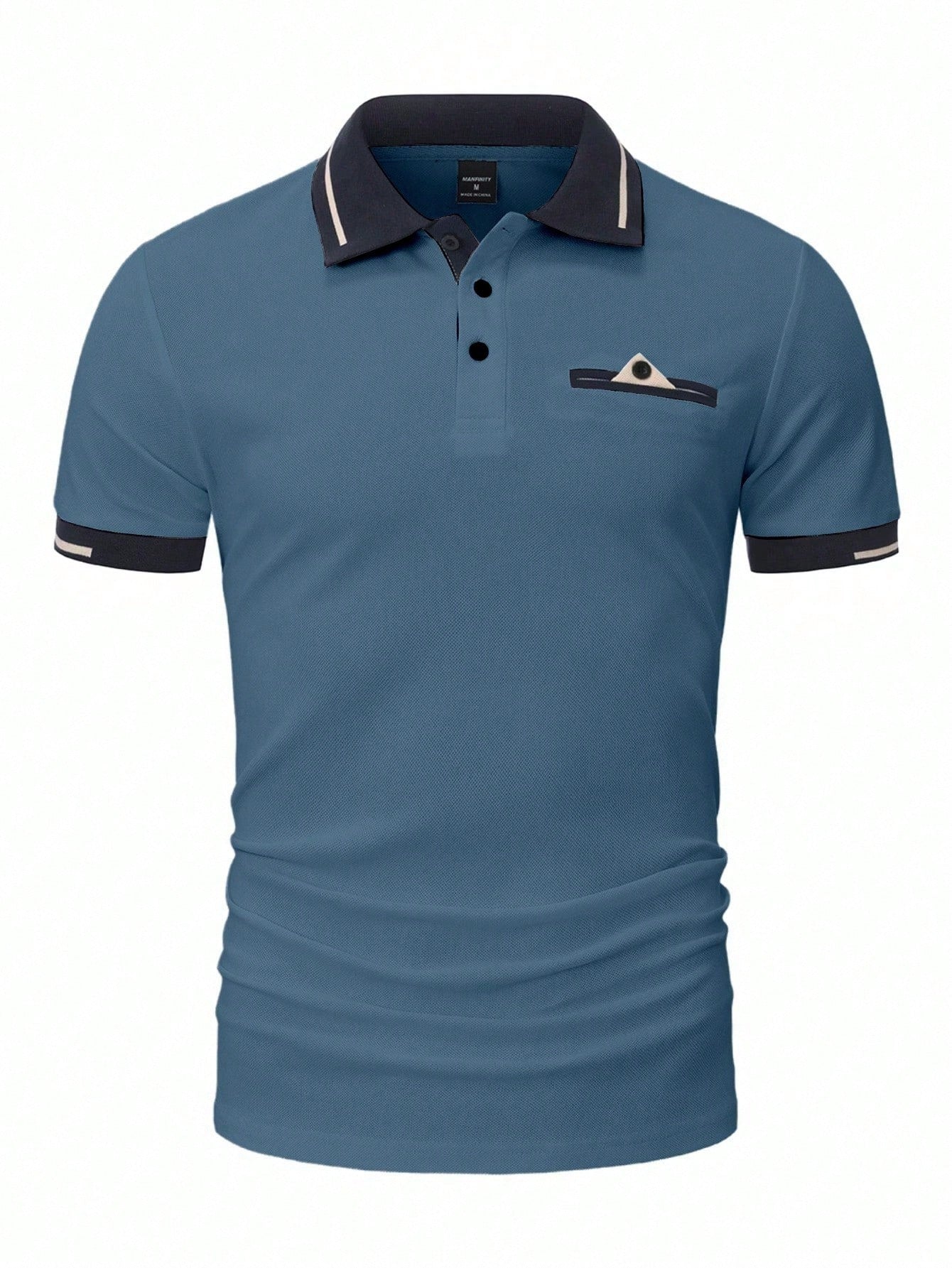 Calvornis Camisa Polo Casual/Business de Manga Curta com Detalhe em Contraste para Homens, Camisa de Golfe Preta para Homens, Formal, Cerimônia