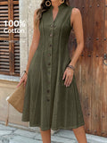 Faunlyn Vestido Feminino de Verão com Estampa Geométrica, Gola Redonda e Manga Curta