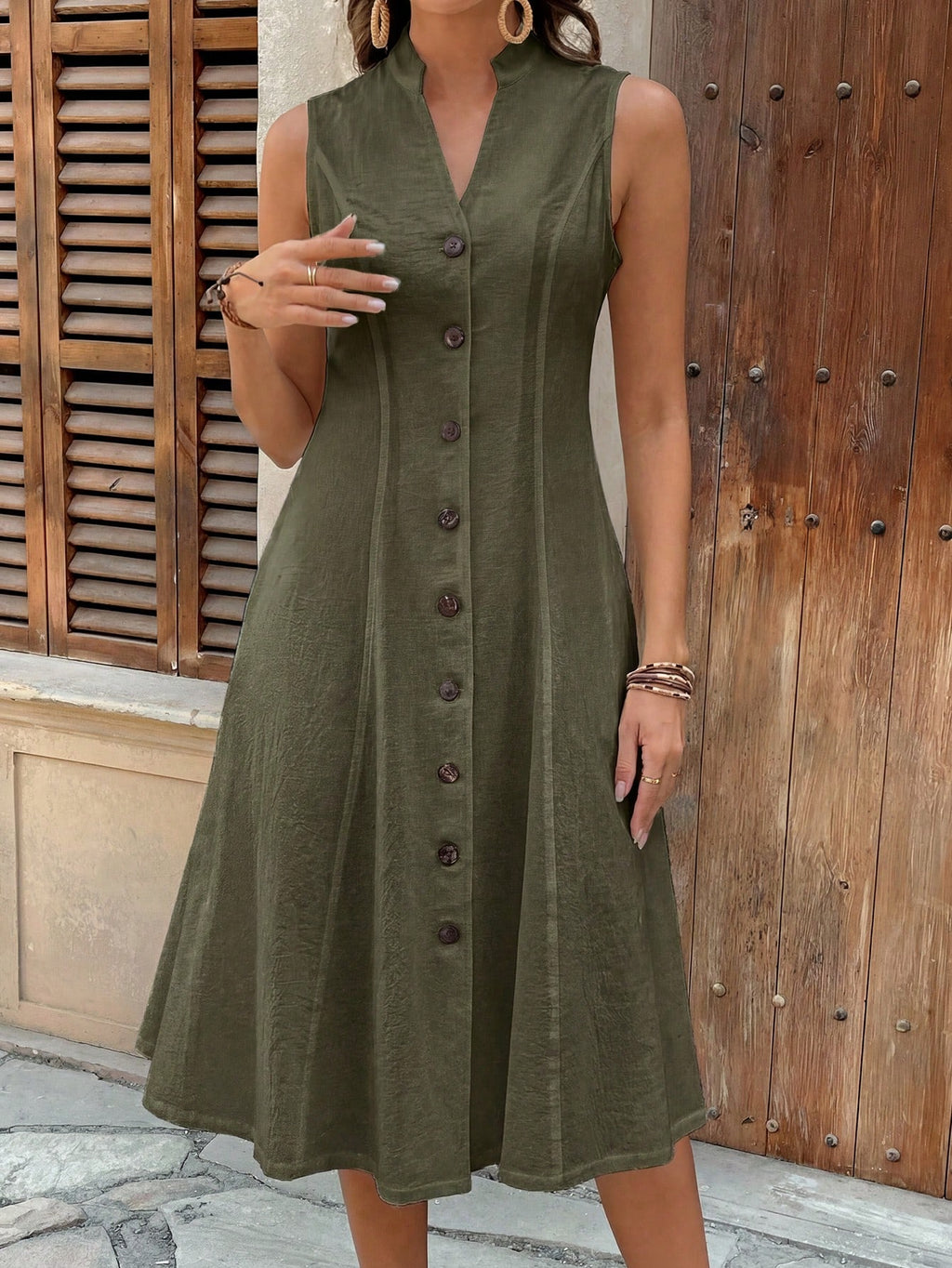Faunlyn Vestido Feminino de Verão com Estampa Geométrica, Gola Redonda e Manga Curta