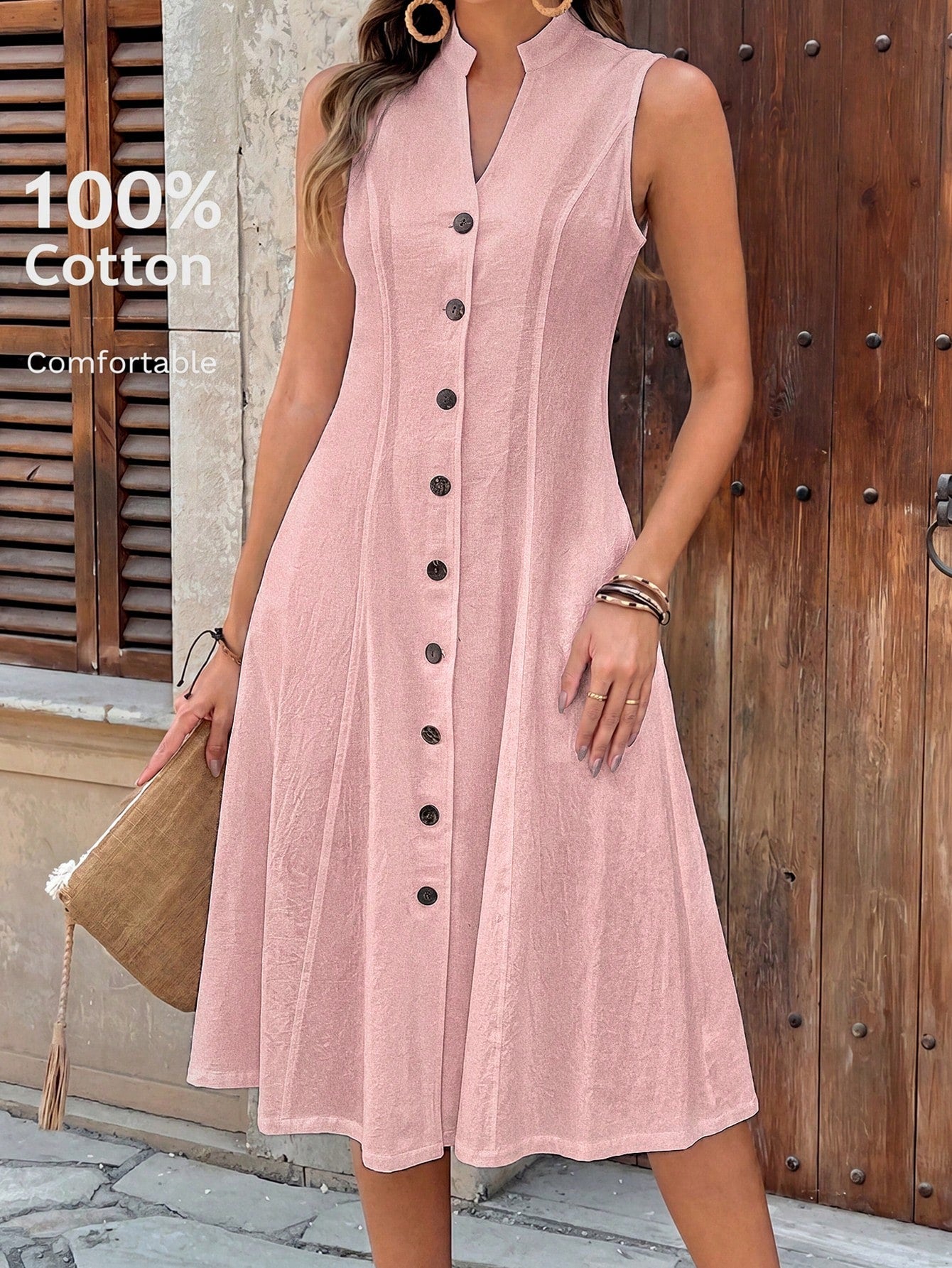 Faunlyn Vestido Feminino de Verão com Estampa Geométrica, Gola Redonda e Manga Curta