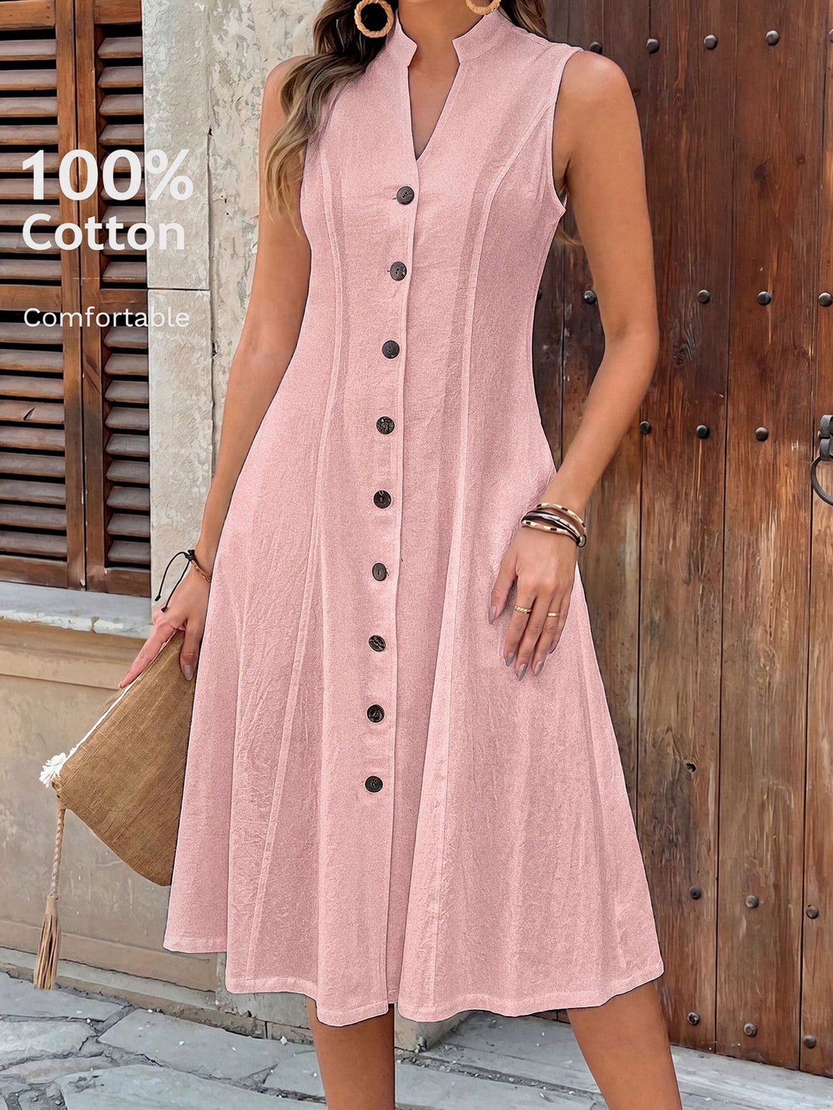Faunlyn Vestido Feminino de Verão com Estampa Geométrica, Gola Redonda e Manga Curta