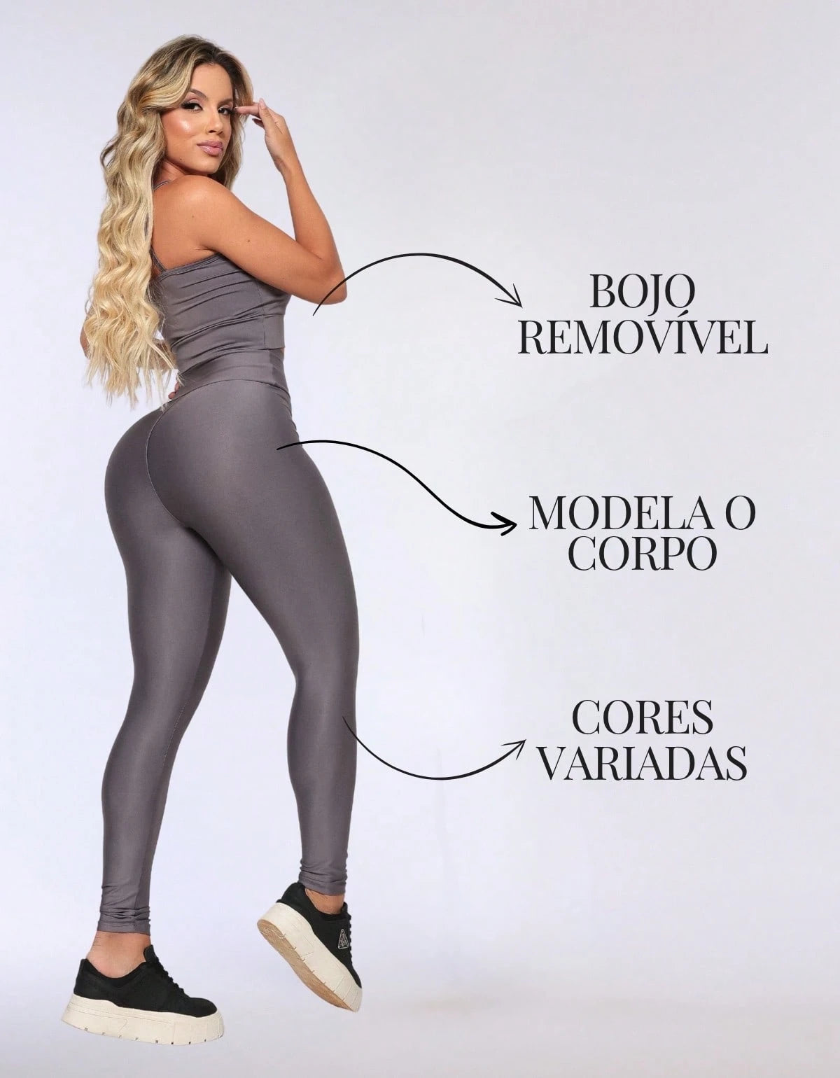 Kit 3 Peças Conjunto de Roupas Esportivas Fitnes Feminino Calça Legging Cintura Alta + Top com Bojo Removivel Zero Transparência + Regata Academia Dry Fit Ideal Treino Malhar Corrida