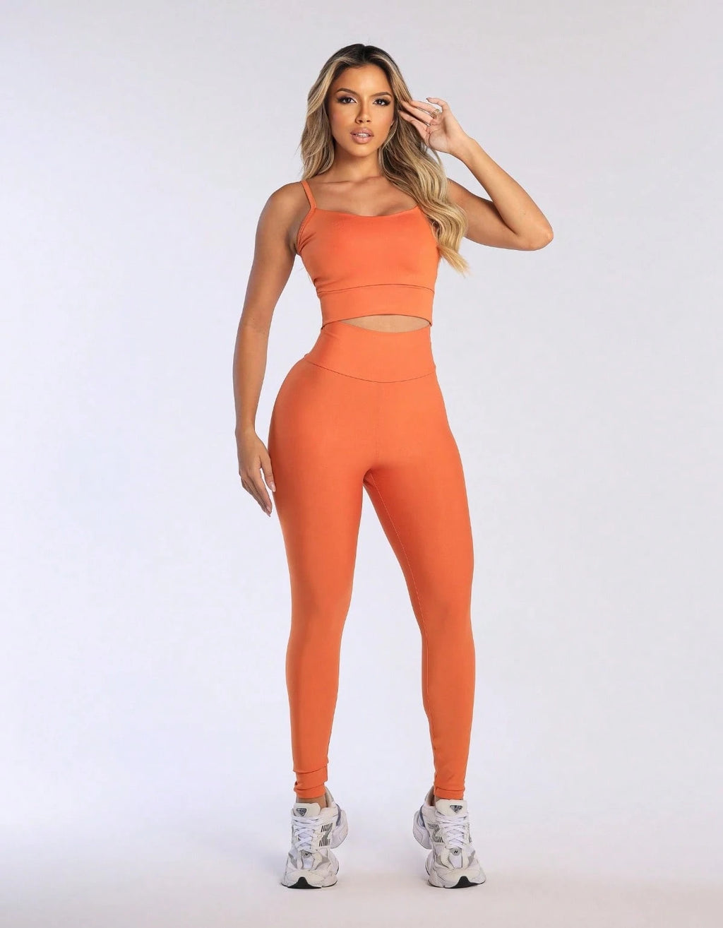 Kit 3 Peças Conjunto de Roupas Esportivas Fitnes Feminino Calça Legging Cintura Alta + Top com Bojo Removivel Zero Transparência + Regata Academia Dry Fit Ideal Treino Malhar Corrida
