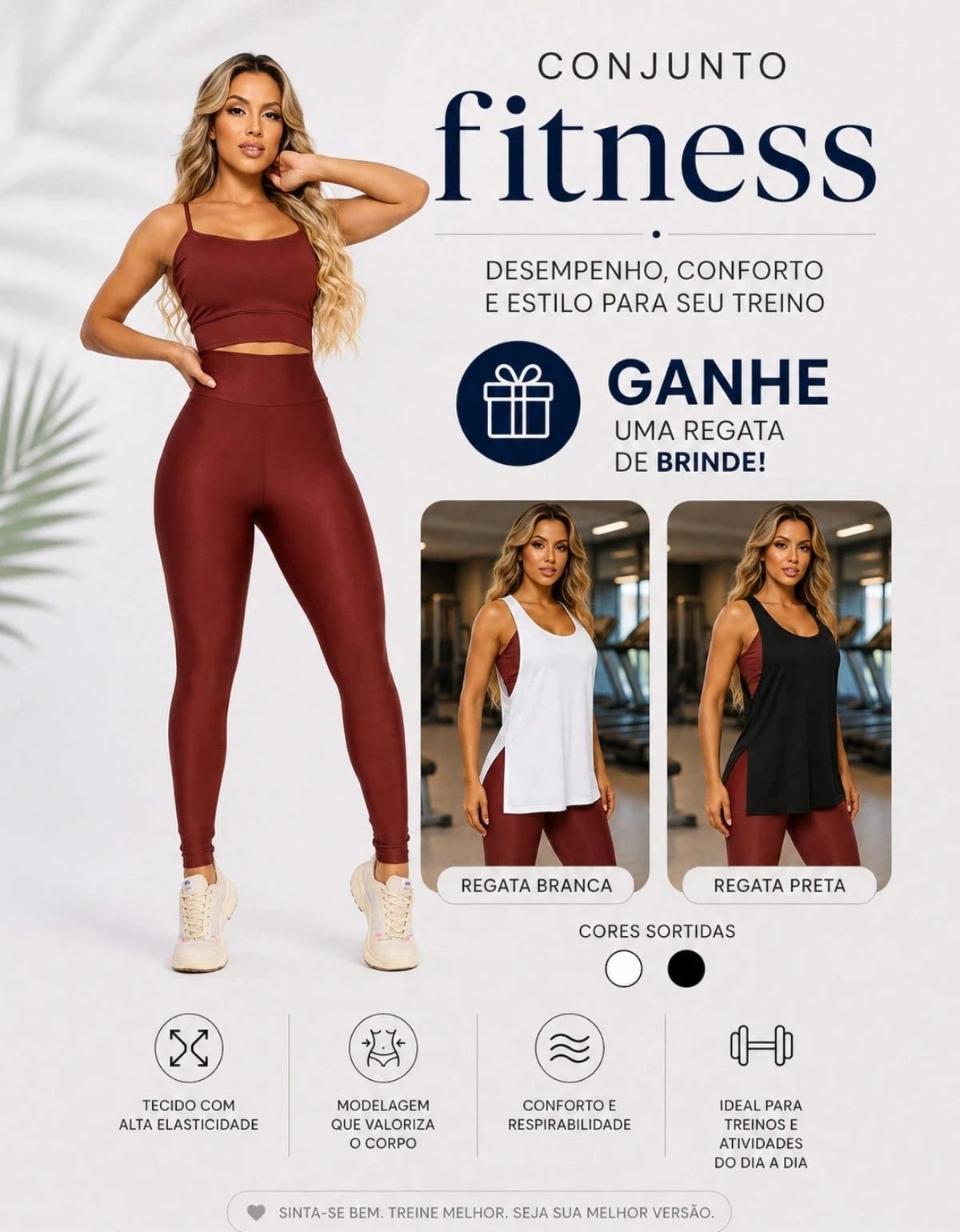 Kit 3 Peças Conjunto de Roupas Esportivas Fitnes Feminino Calça Legging Cintura Alta + Top com Bojo Removivel Zero Transparência + Regata Academia Dry Fit Ideal Treino Malhar Corrida