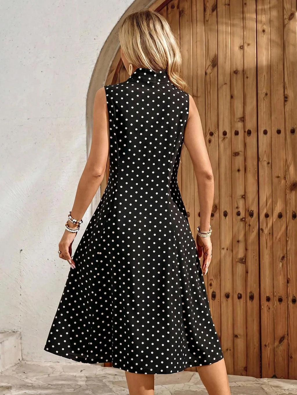 Faunlyn Vestido Feminino de Verão com Estampa Geométrica, Gola Redonda e Manga Curta