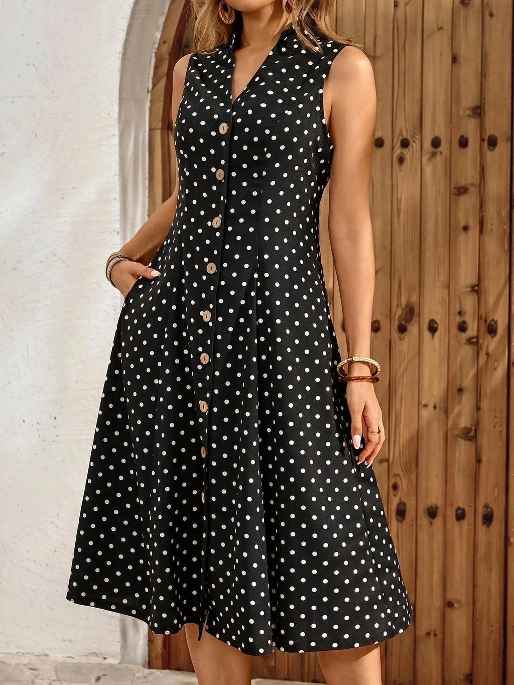 Faunlyn Vestido Feminino de Verão com Estampa Geométrica, Gola Redonda e Manga Curta