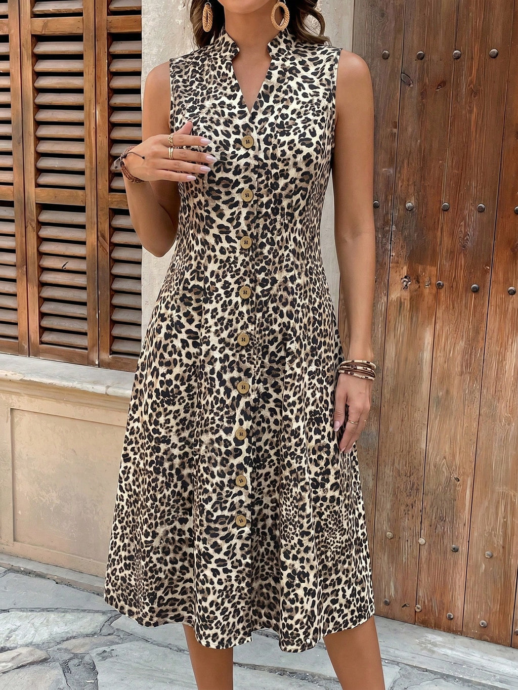 Faunlyn Vestido Feminino de Verão com Estampa Geométrica, Gola Redonda e Manga Curta