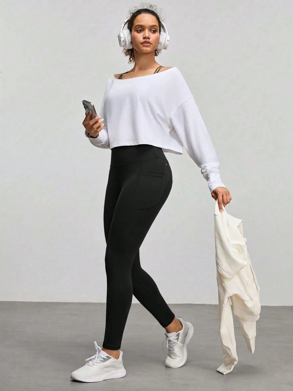 With My Calm With My Calm Legging Esportiva Sem Costura de Cintura Alta em Cor Sólida