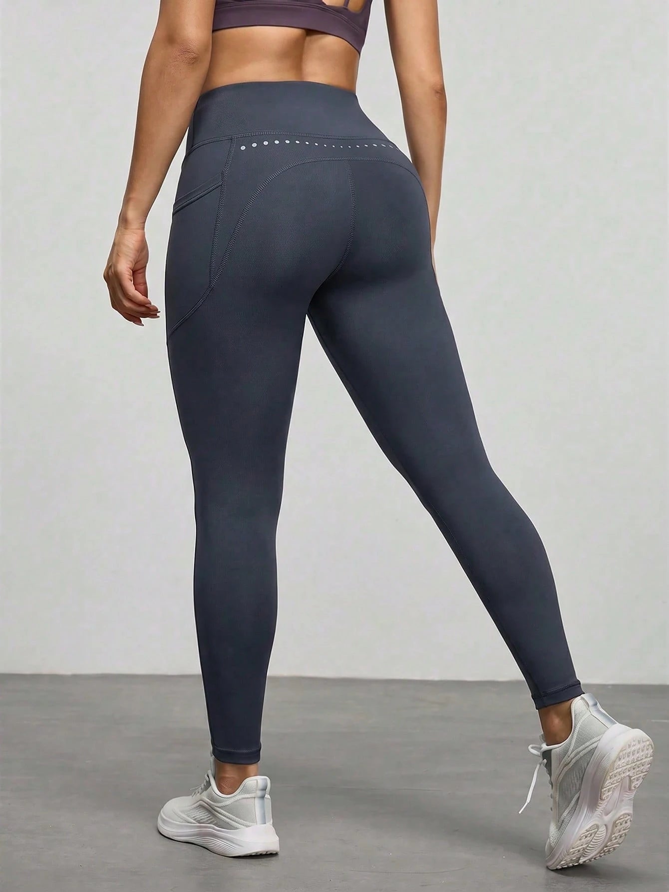 With My Calm With My Calm Legging Esportiva Sem Costura de Cintura Alta em Cor Sólida