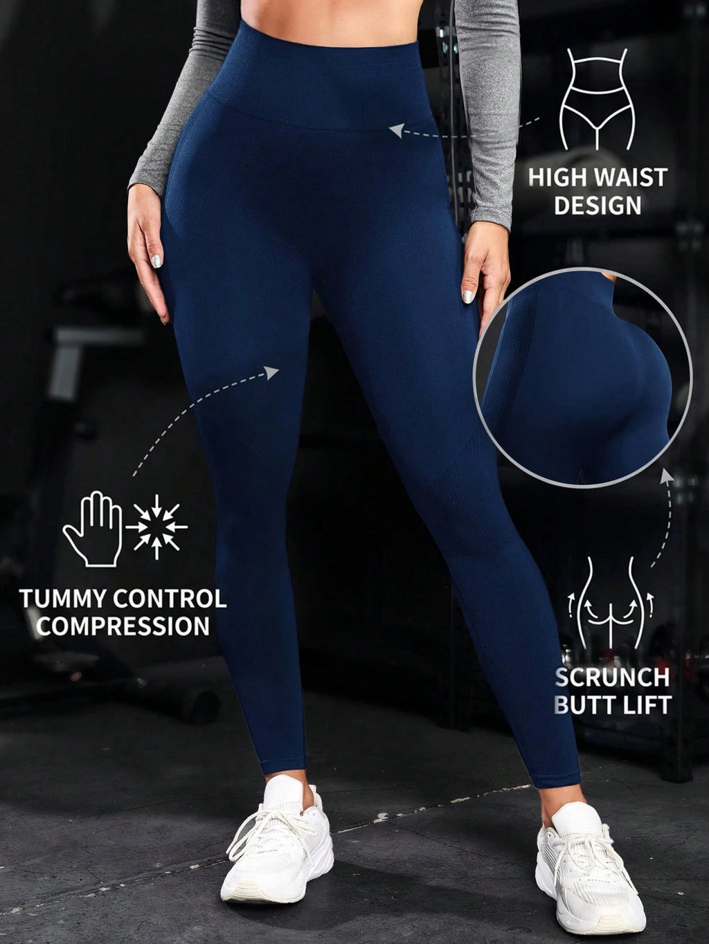 Powerista Legging Esportiva Feminina Minimalista Versátil Ajustada para Yoga