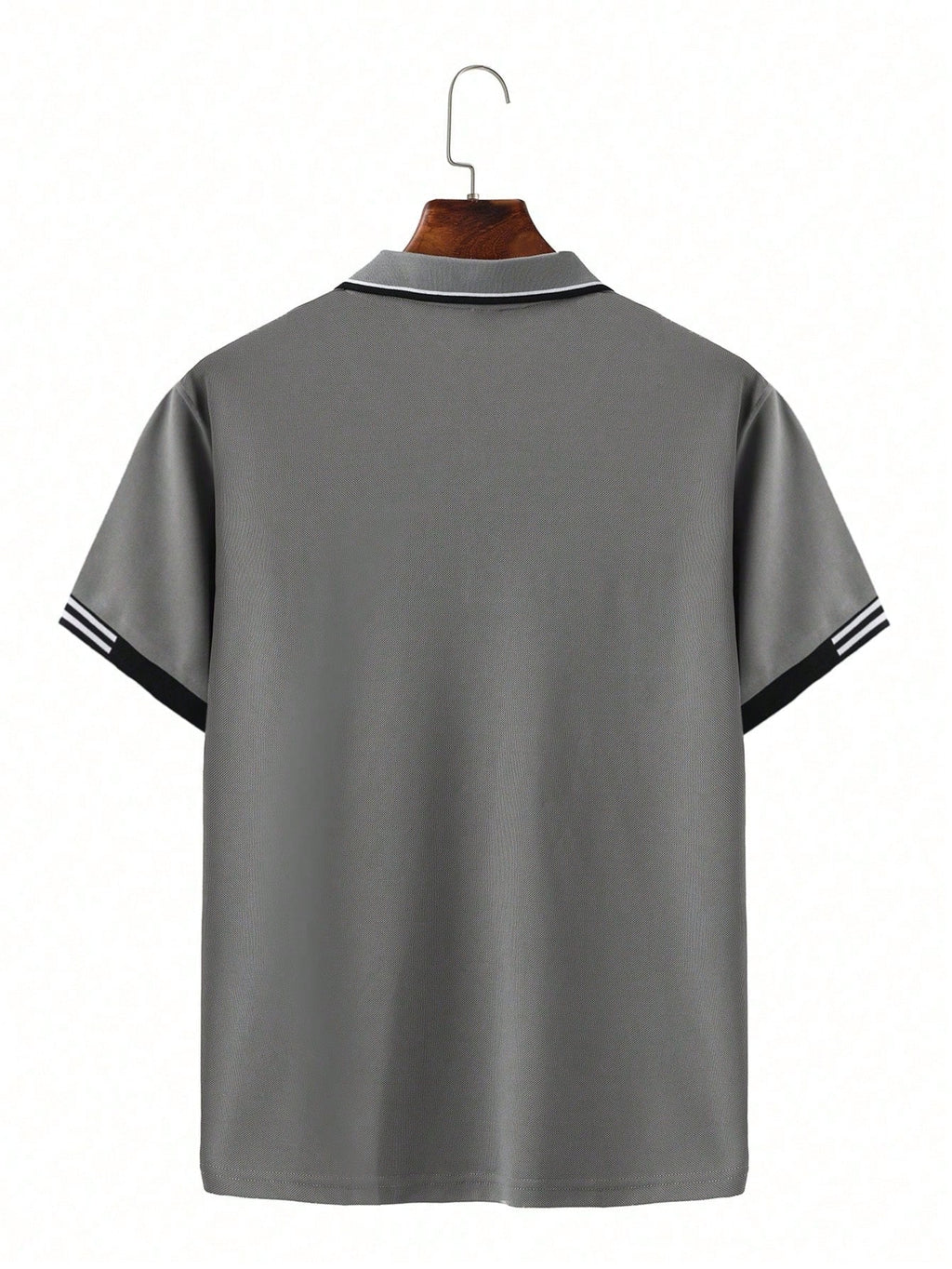 Calvornis Camisa Polo Casual/Business de Manga Curta com Detalhe em Contraste para Homens, Camisa de Golfe Preta para Homens, Formal, Cerimônia