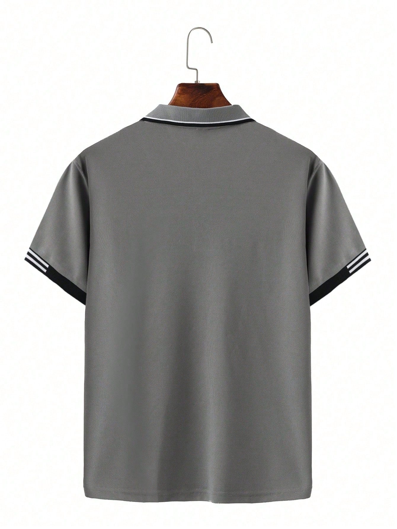 Calvornis Camisa Polo Casual/Business de Manga Curta com Detalhe em Contraste para Homens, Camisa de Golfe Preta para Homens, Formal, Cerimônia