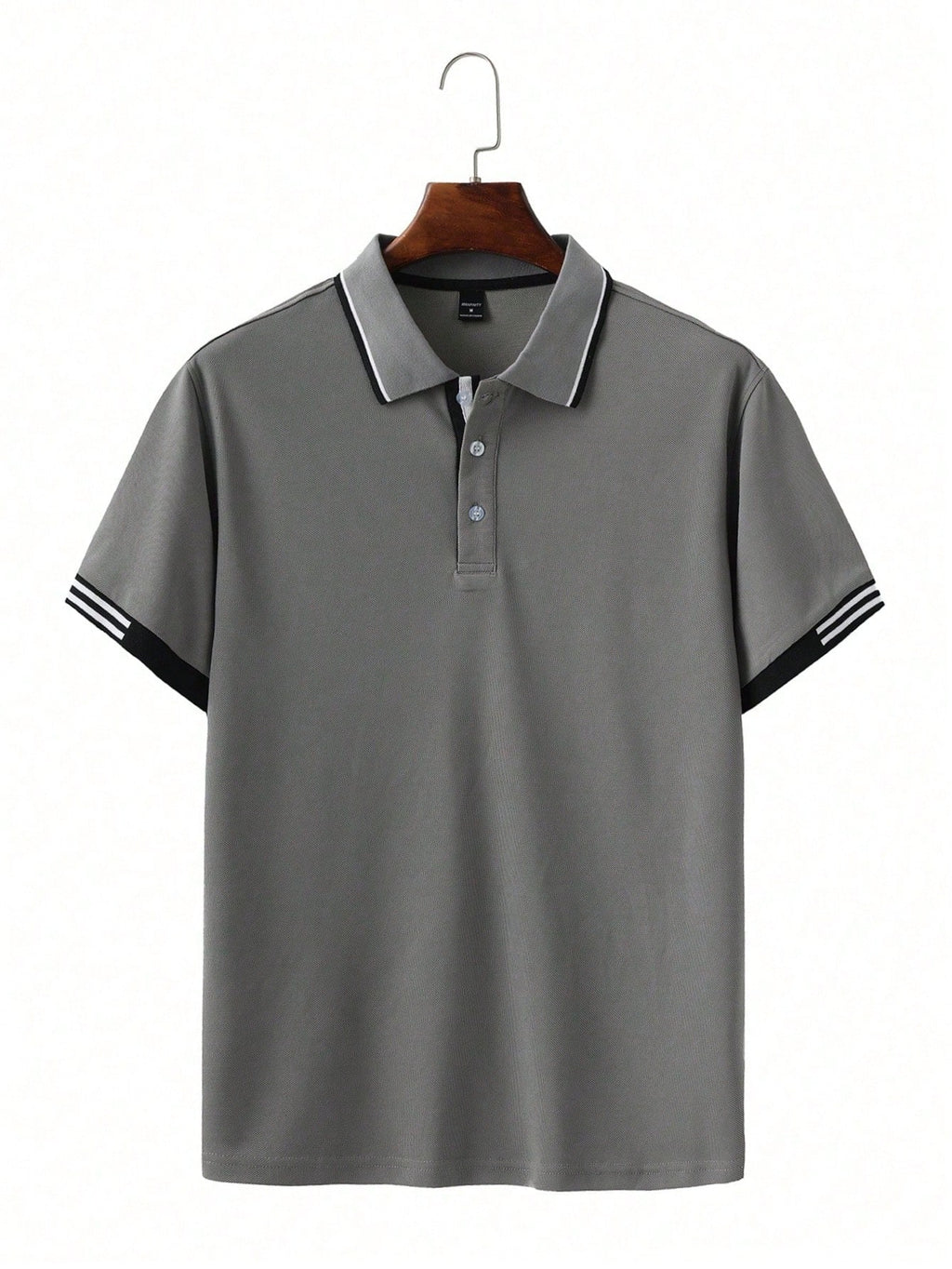 Calvornis Camisa Polo Casual/Business de Manga Curta com Detalhe em Contraste para Homens, Camisa de Golfe Preta para Homens, Formal, Cerimônia