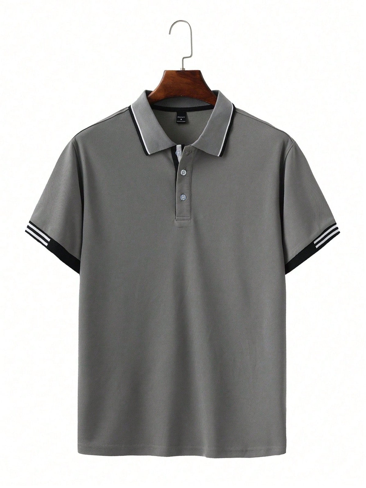 Calvornis Camisa Polo Casual/Business de Manga Curta com Detalhe em Contraste para Homens, Camisa de Golfe Preta para Homens, Formal, Cerimônia