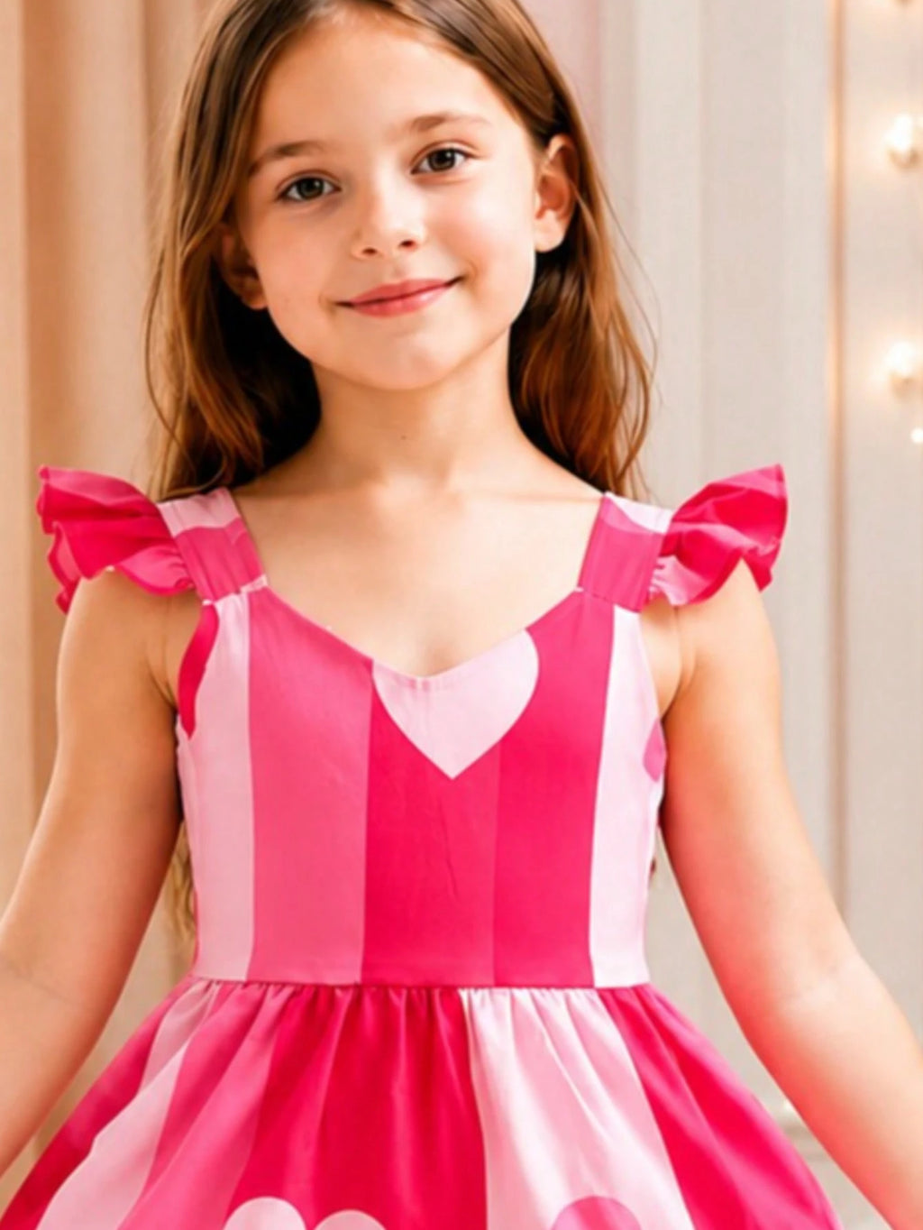 Vestido Multicolorido Infantil e Adolescente com Babados nas Mangas Menina 4 a 16 Anos