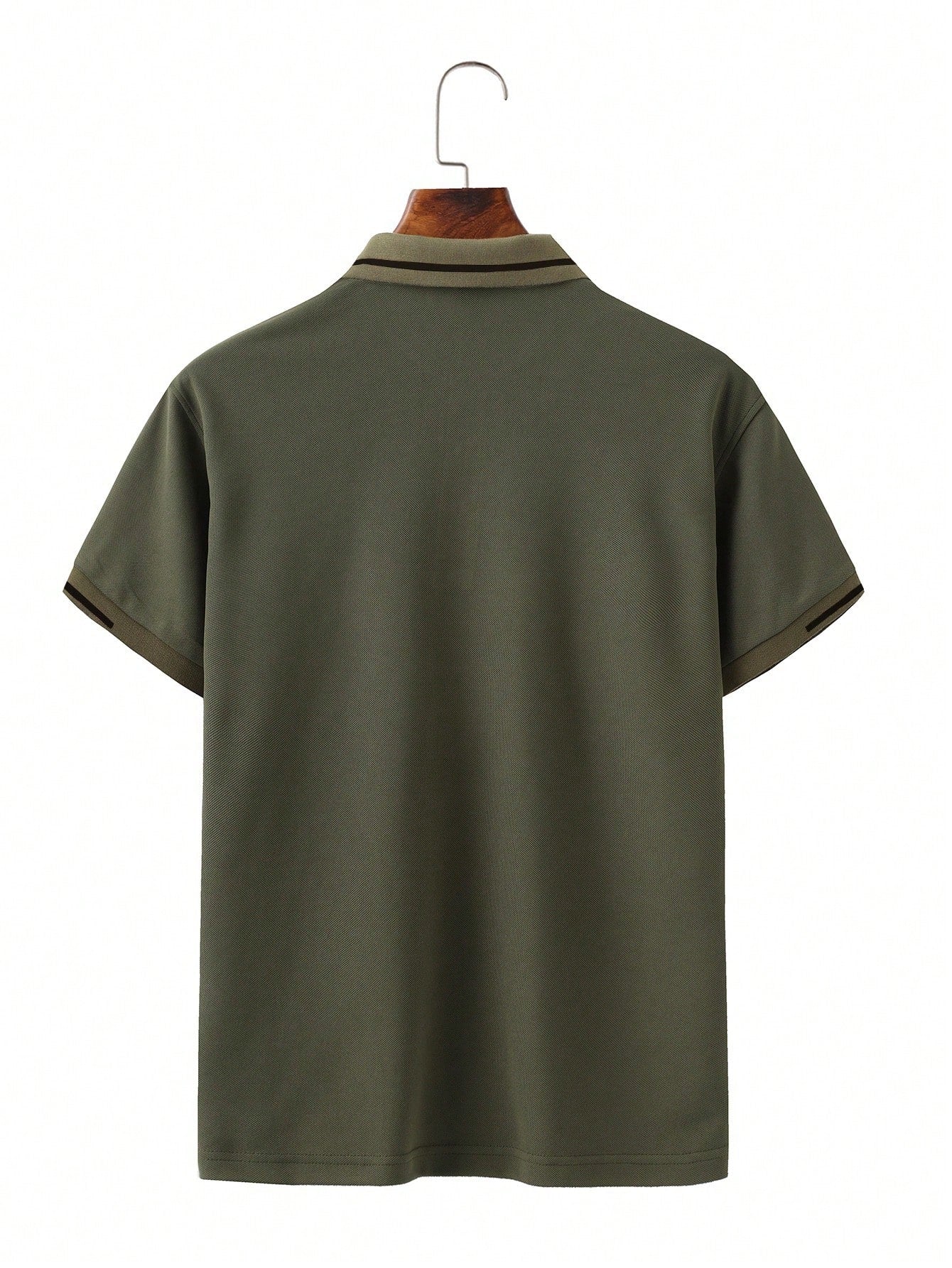 Calvornis Camisa Polo Casual/Business de Manga Curta com Detalhe em Contraste para Homens, Camisa de Golfe Preta para Homens, Formal, Cerimônia