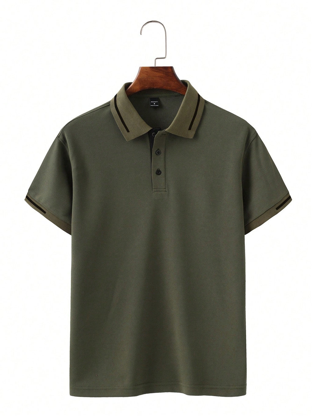 Calvornis Camisa Polo Casual/Business de Manga Curta com Detalhe em Contraste para Homens, Camisa de Golfe Preta para Homens, Formal, Cerimônia
