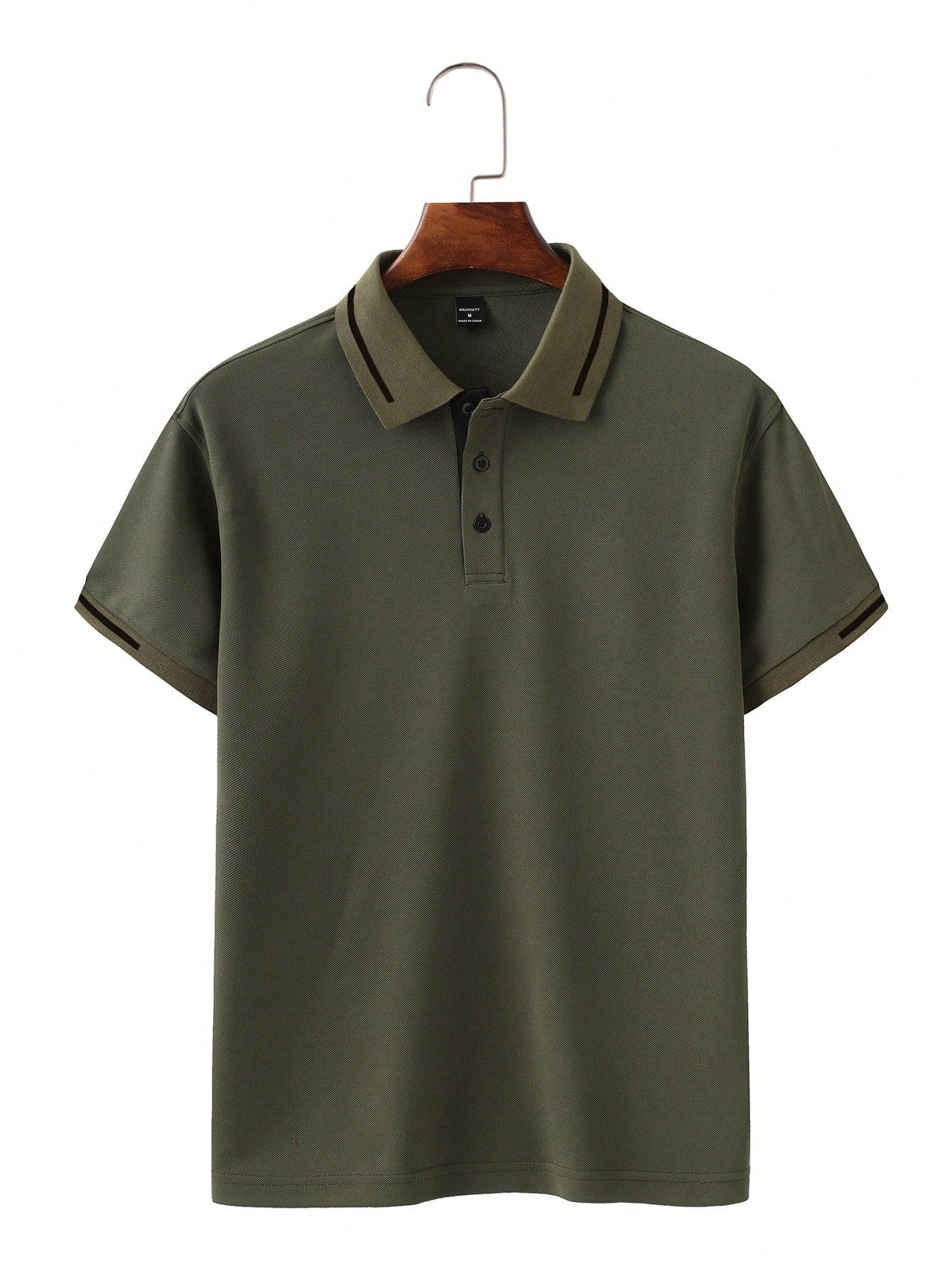 Calvornis Camisa Polo Casual/Business de Manga Curta com Detalhe em Contraste para Homens, Camisa de Golfe Preta para Homens, Formal, Cerimônia