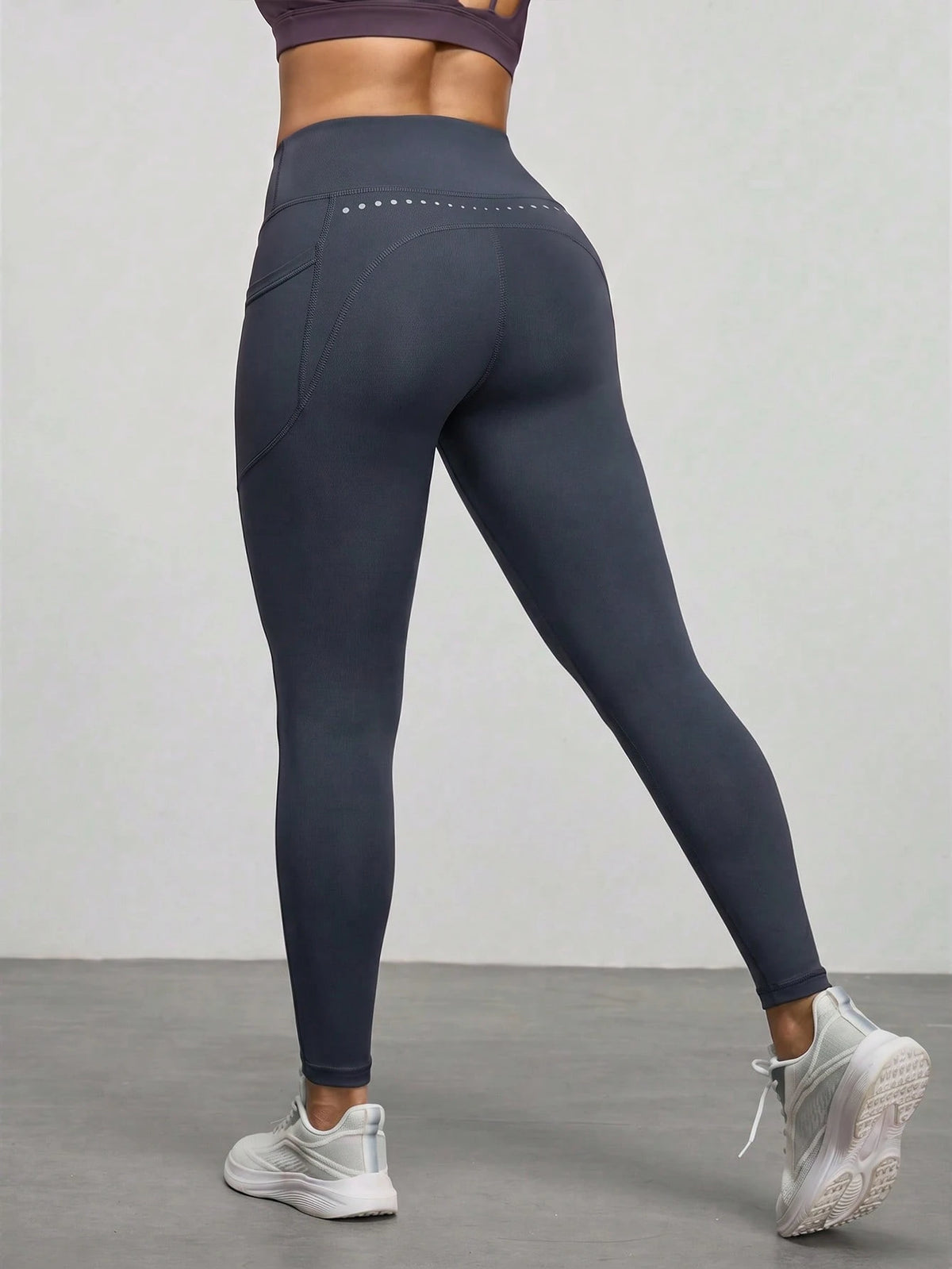 With My Calm With My Calm Legging Esportiva Sem Costura de Cintura Alta em Cor Sólida