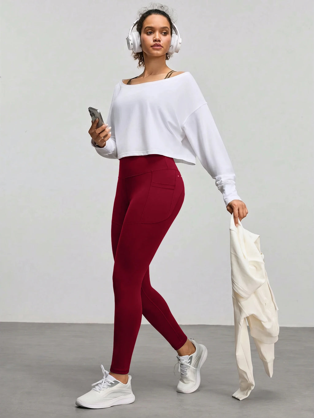 With My Calm With My Calm Legging Esportiva Sem Costura de Cintura Alta em Cor Sólida