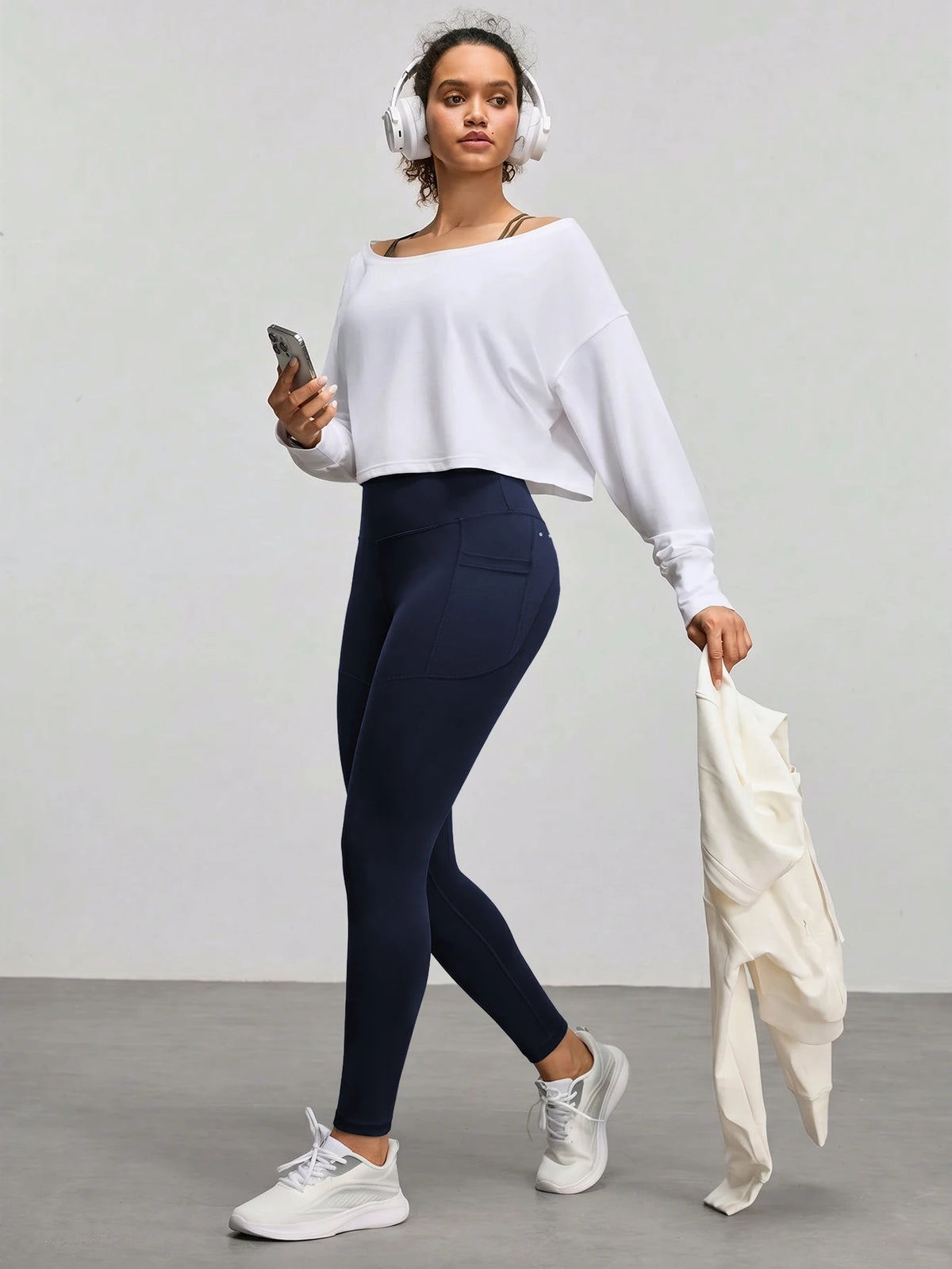With My Calm With My Calm Legging Esportiva Sem Costura de Cintura Alta em Cor Sólida