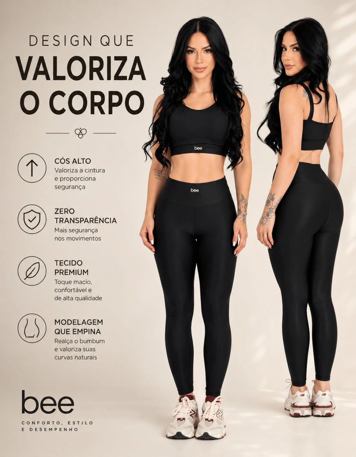 Conjunto Legging Academia Feminino Calça Zero Transparencia Cintura Alta Modelador
