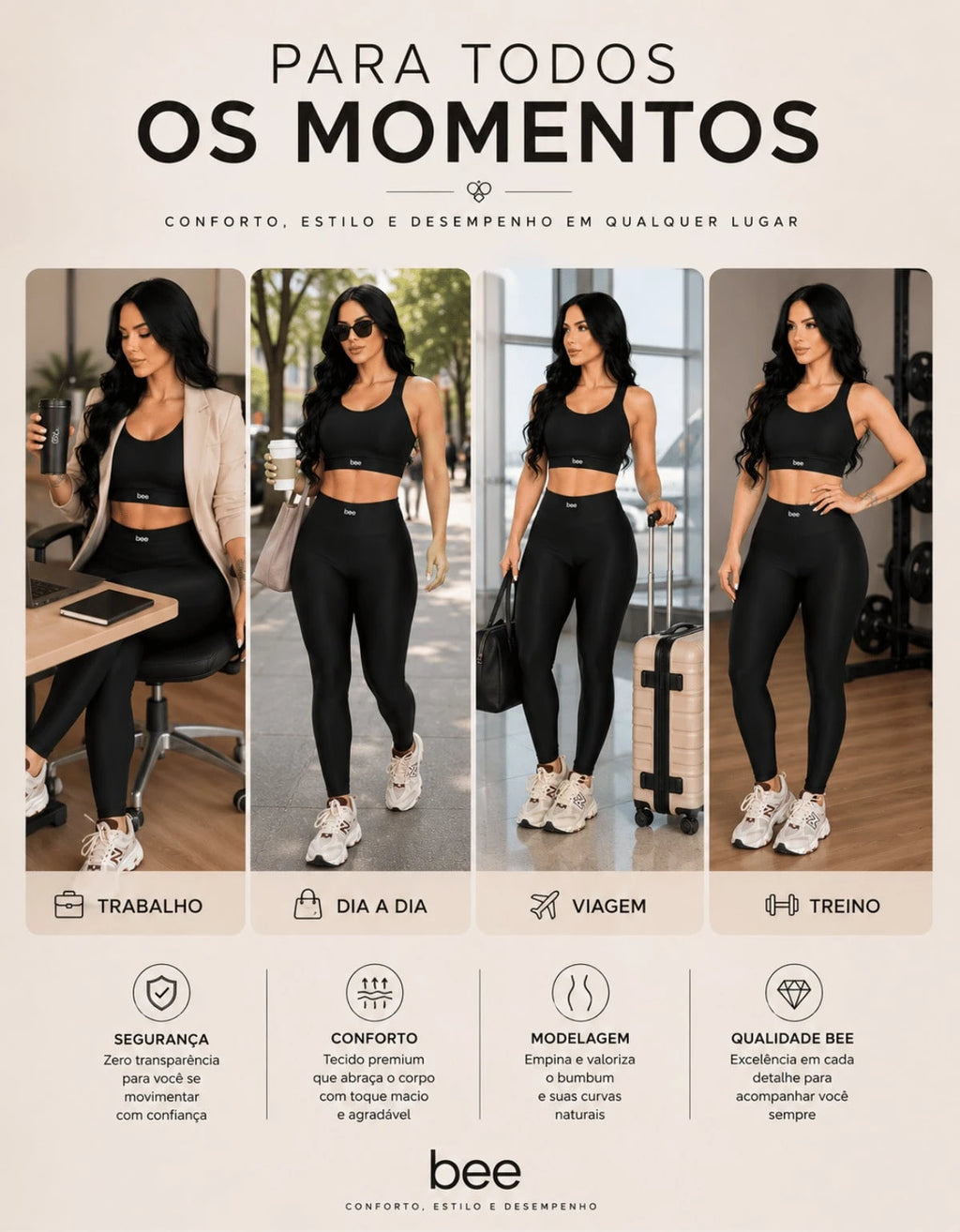Conjunto Legging Academia Feminino Calça Zero Transparencia Cintura Alta Modelador
