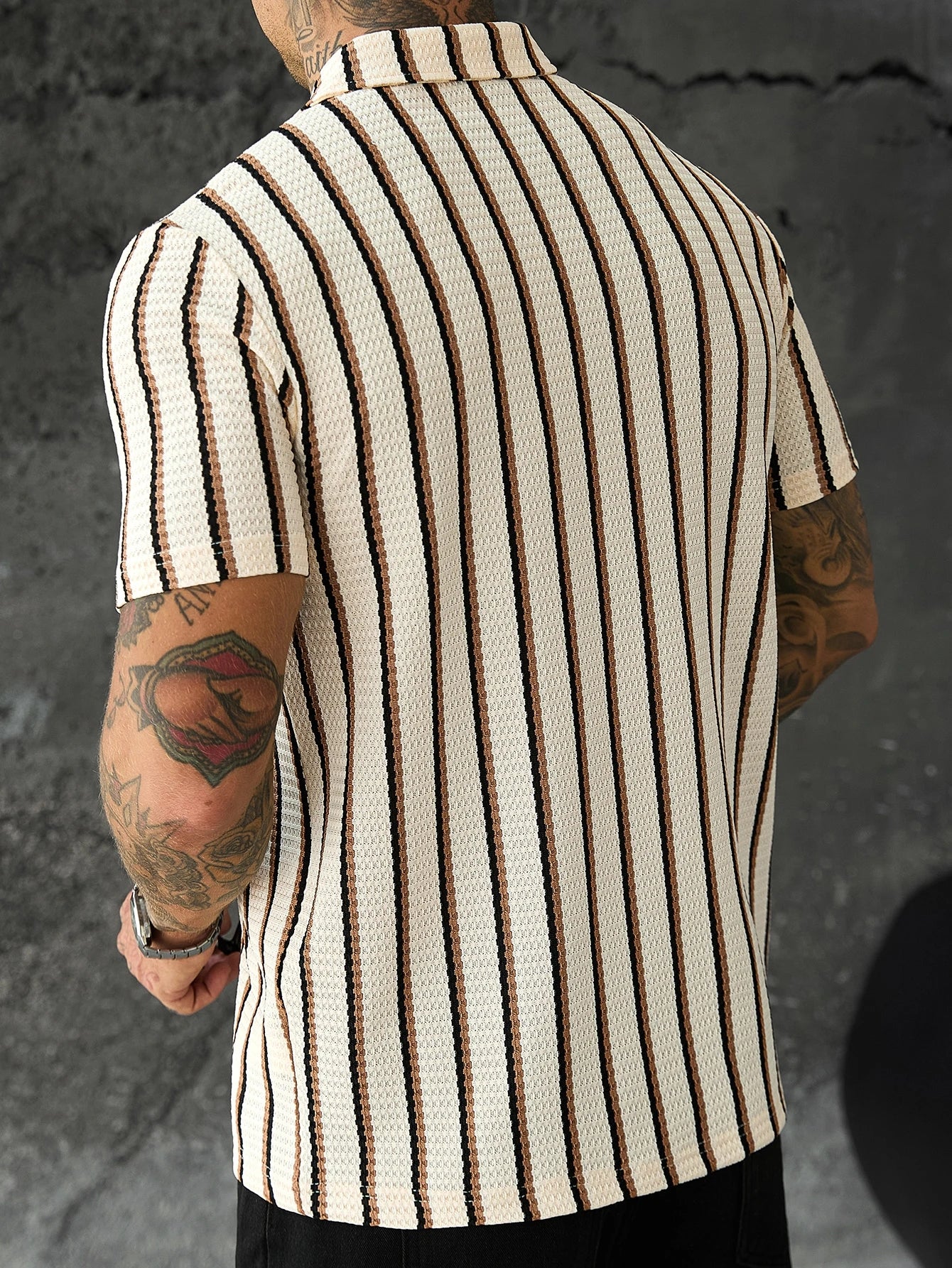 Calvornis Camisa Polo Casual/Business de Manga Curta com Detalhe em Contraste para Homens, Camisa de Golfe Preta para Homens, Formal, Cerimônia