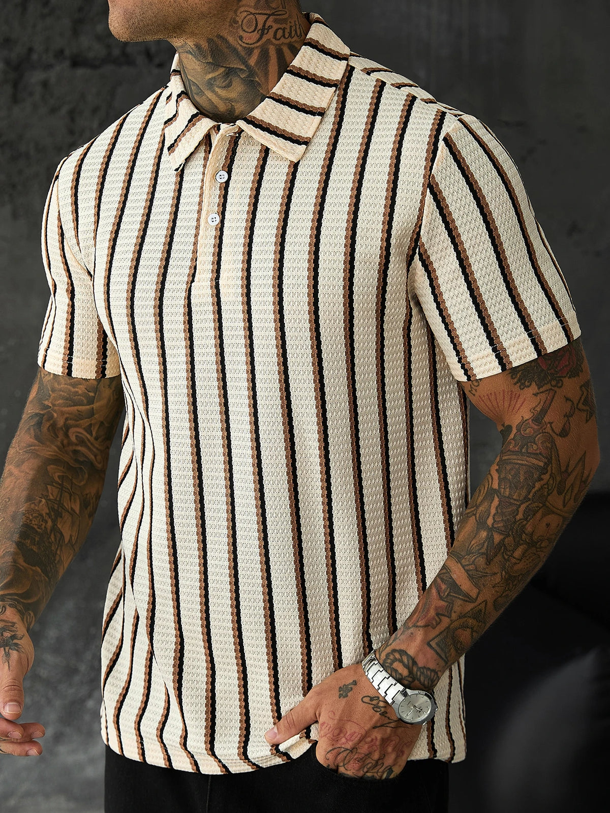 Calvornis Camisa Polo Casual/Business de Manga Curta com Detalhe em Contraste para Homens, Camisa de Golfe Preta para Homens, Formal, Cerimônia