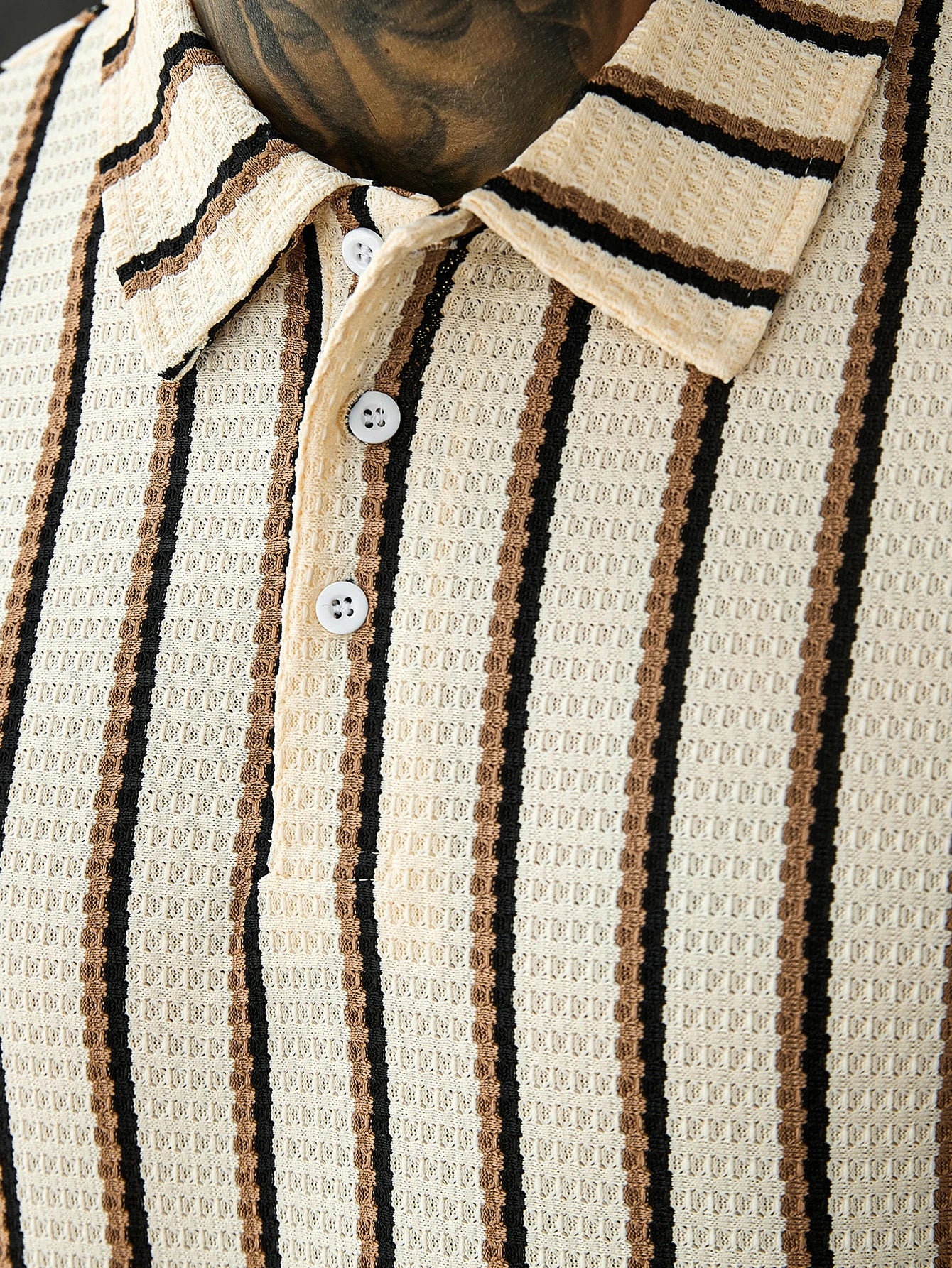 Calvornis Camisa Polo Casual/Business de Manga Curta com Detalhe em Contraste para Homens, Camisa de Golfe Preta para Homens, Formal, Cerimônia