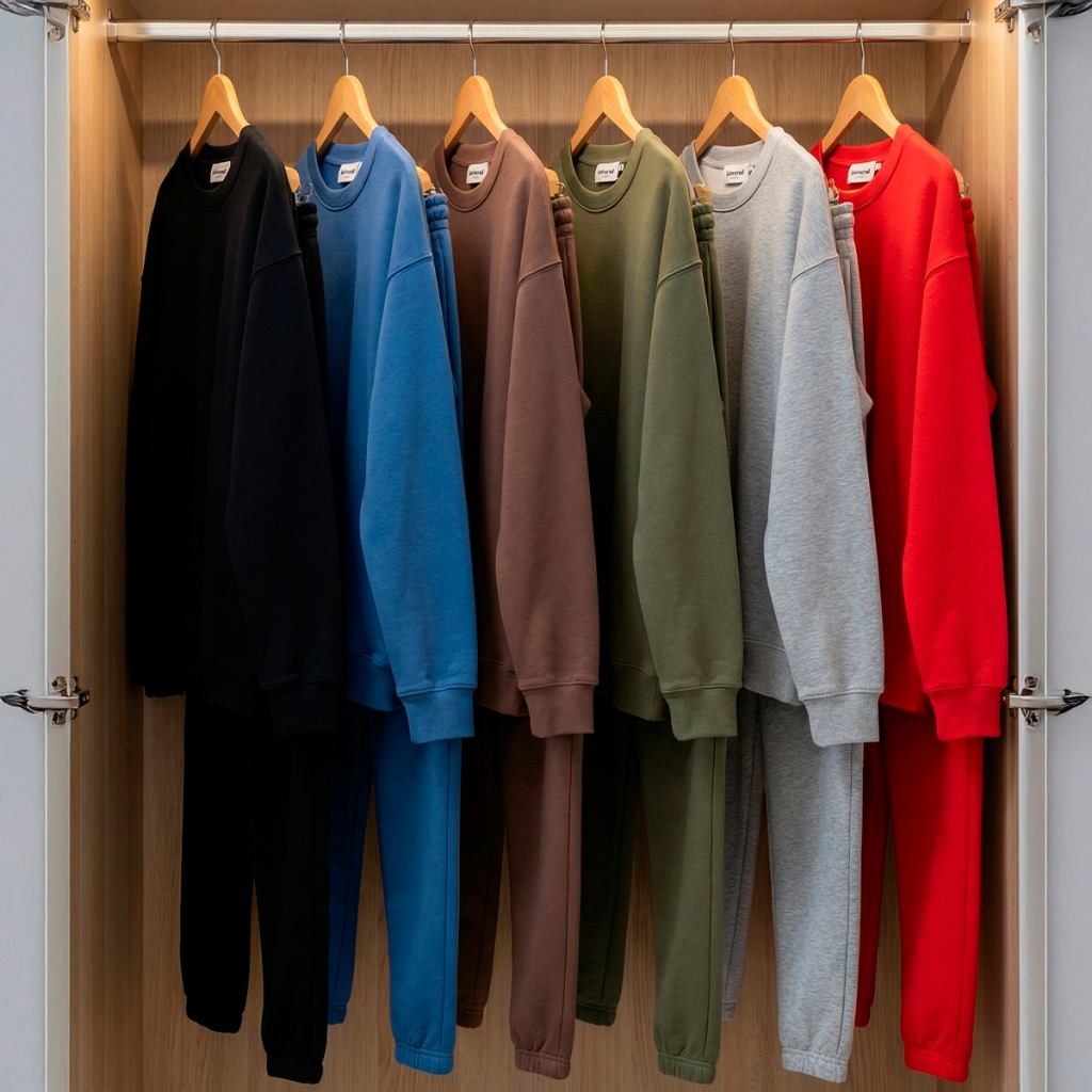 Kit 4 Peças Moletom Minimalista Bebê Menino Neném Blusa e Calça Manga Longa Roupa de Frio Inverno Masculino Liso