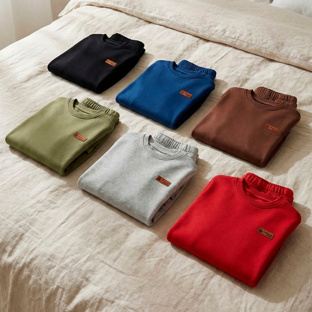 Kit 4 Peças Moletom Minimalista Bebê Menino Neném Blusa e Calça Manga Longa Roupa de Frio Inverno Masculino Liso